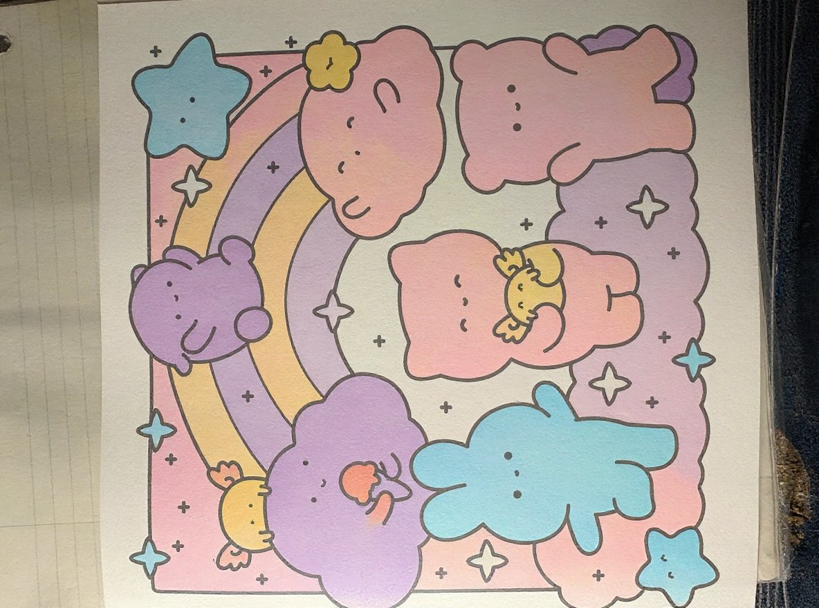 Intricate coloring page depicting glowing stars in the night sky