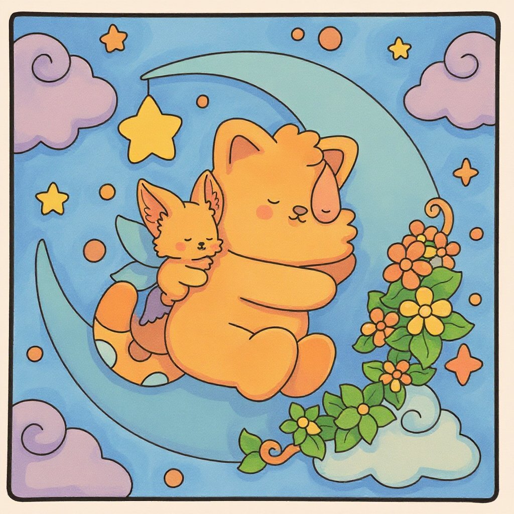 Magical forest scene filled with dreamy creatures