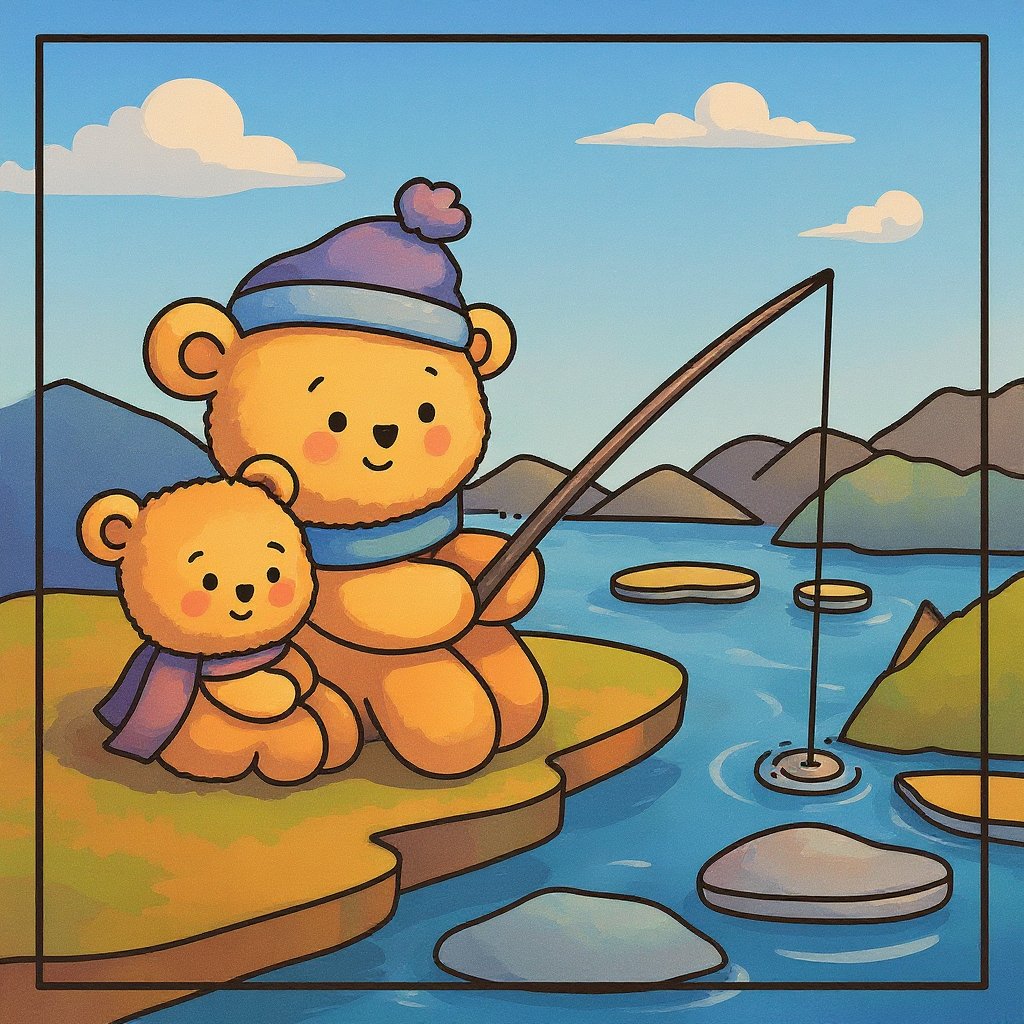 Adorable winter animals coloring sheet in an icy setting