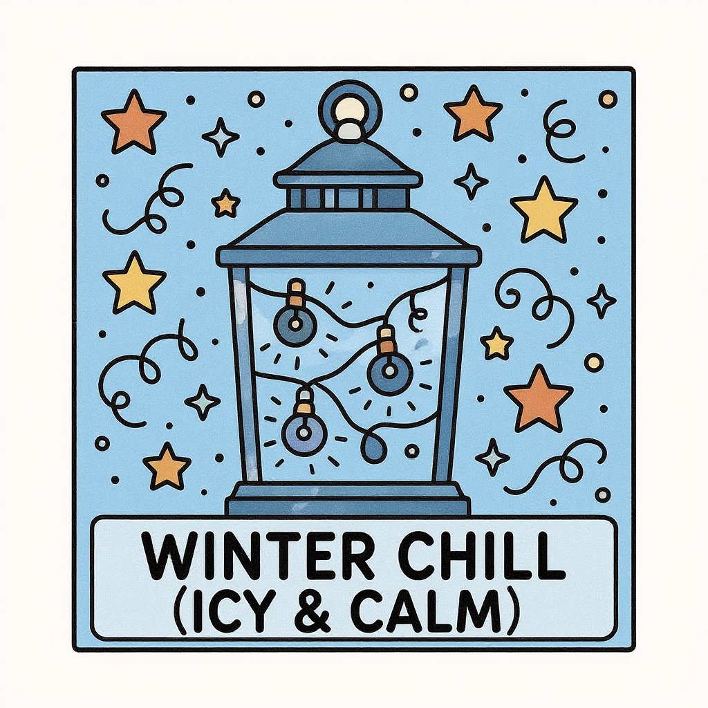 Printable winter scene with snowflakes and trees