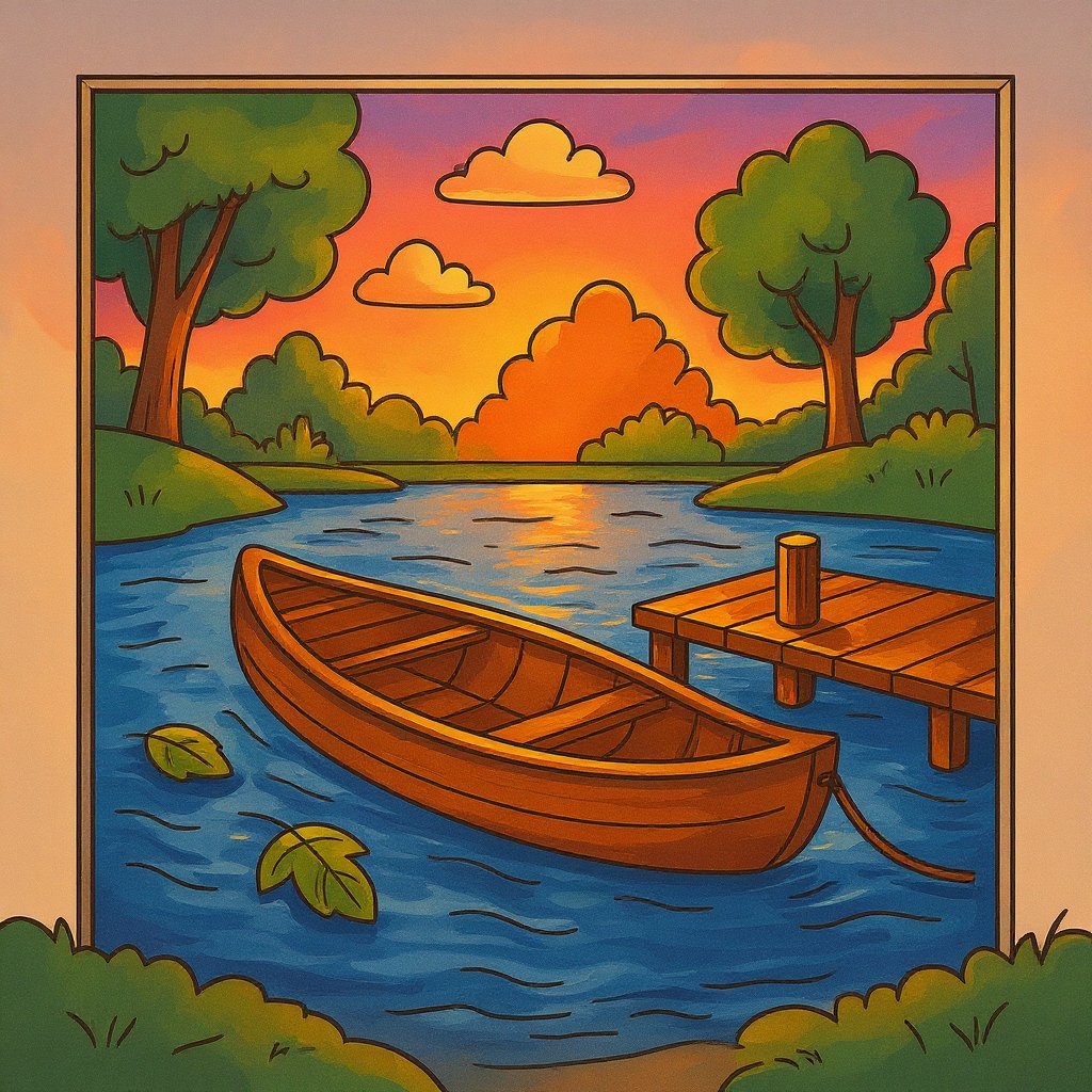 Printable sunset landscape coloring page for relaxation