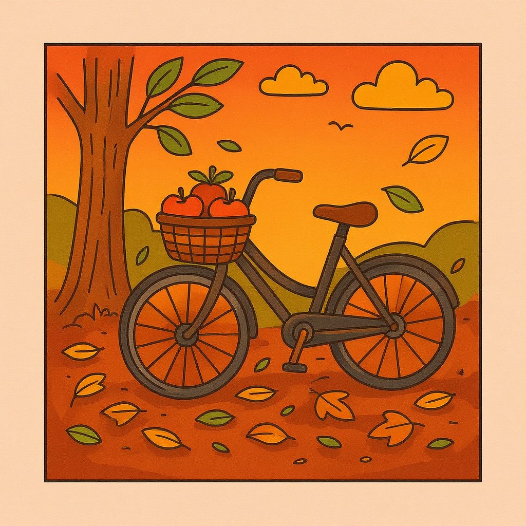 Cozy autumn backyard scene for coloring fun