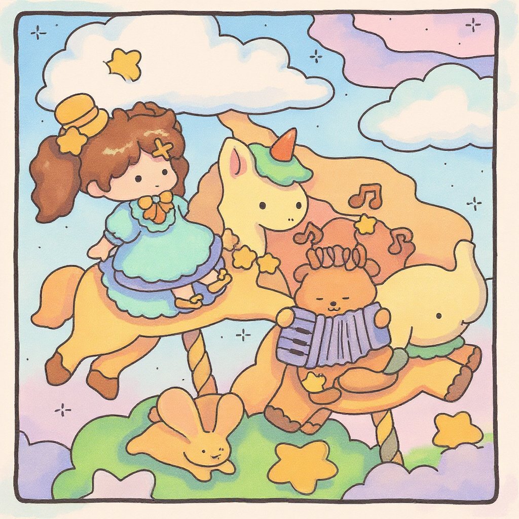 Relaxing pastel-themed nature scene coloring page