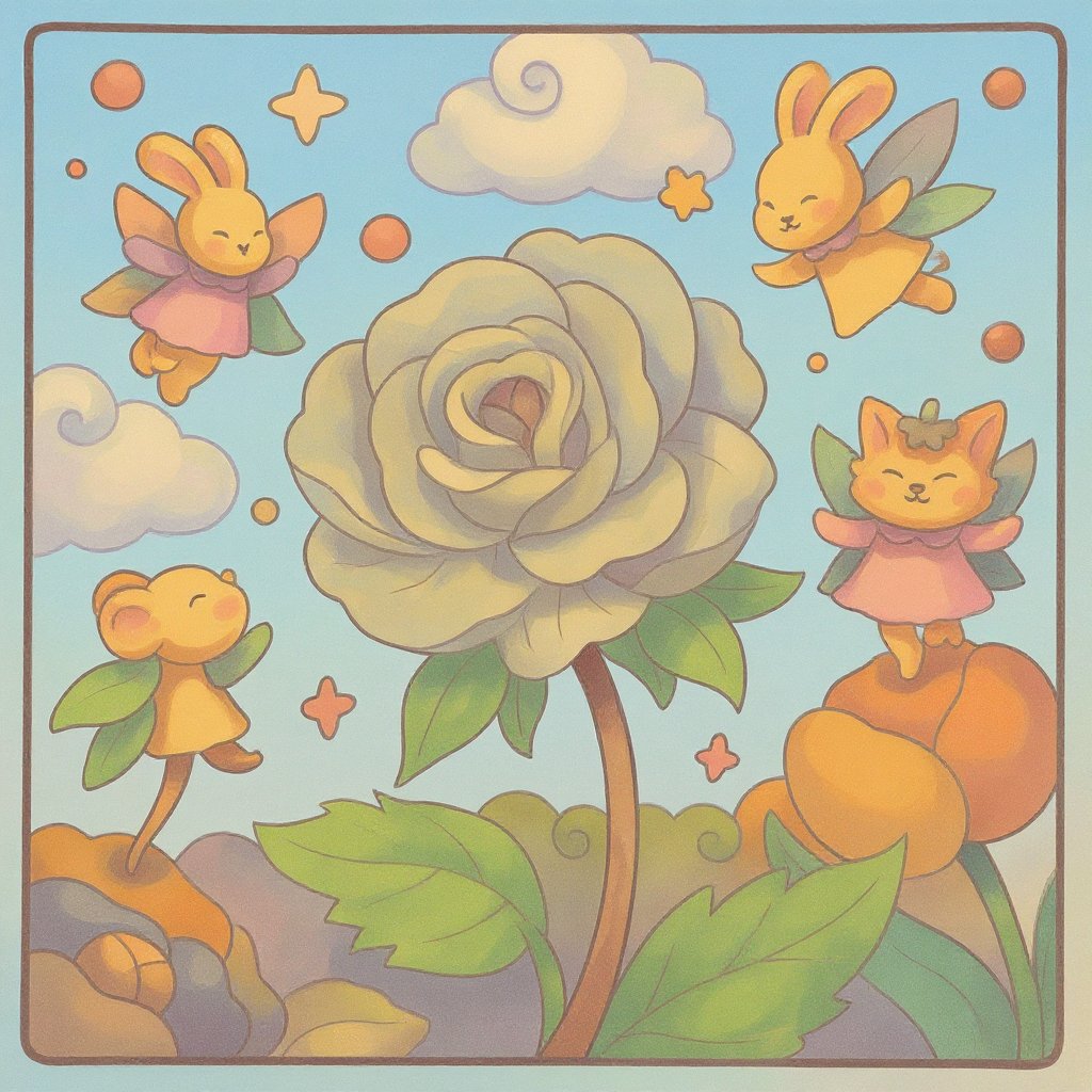 Relaxing pastel-themed nature scene coloring page