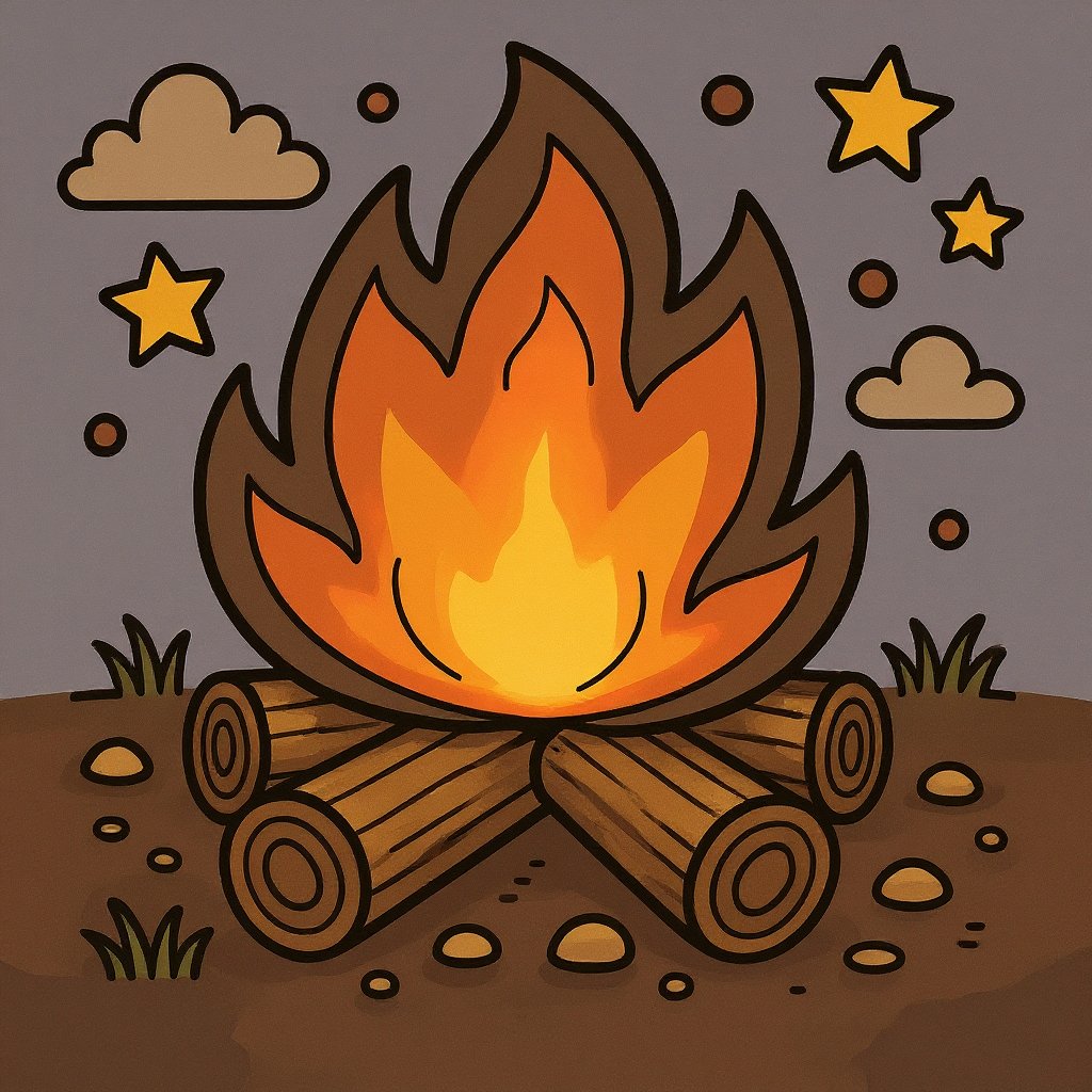 Cozy winter scene coloring page with warm tones