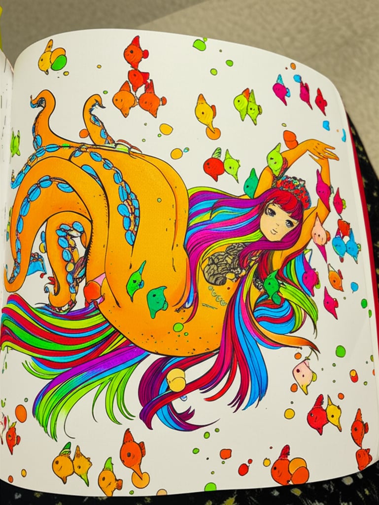 Retro psychedelic designs for kids to color