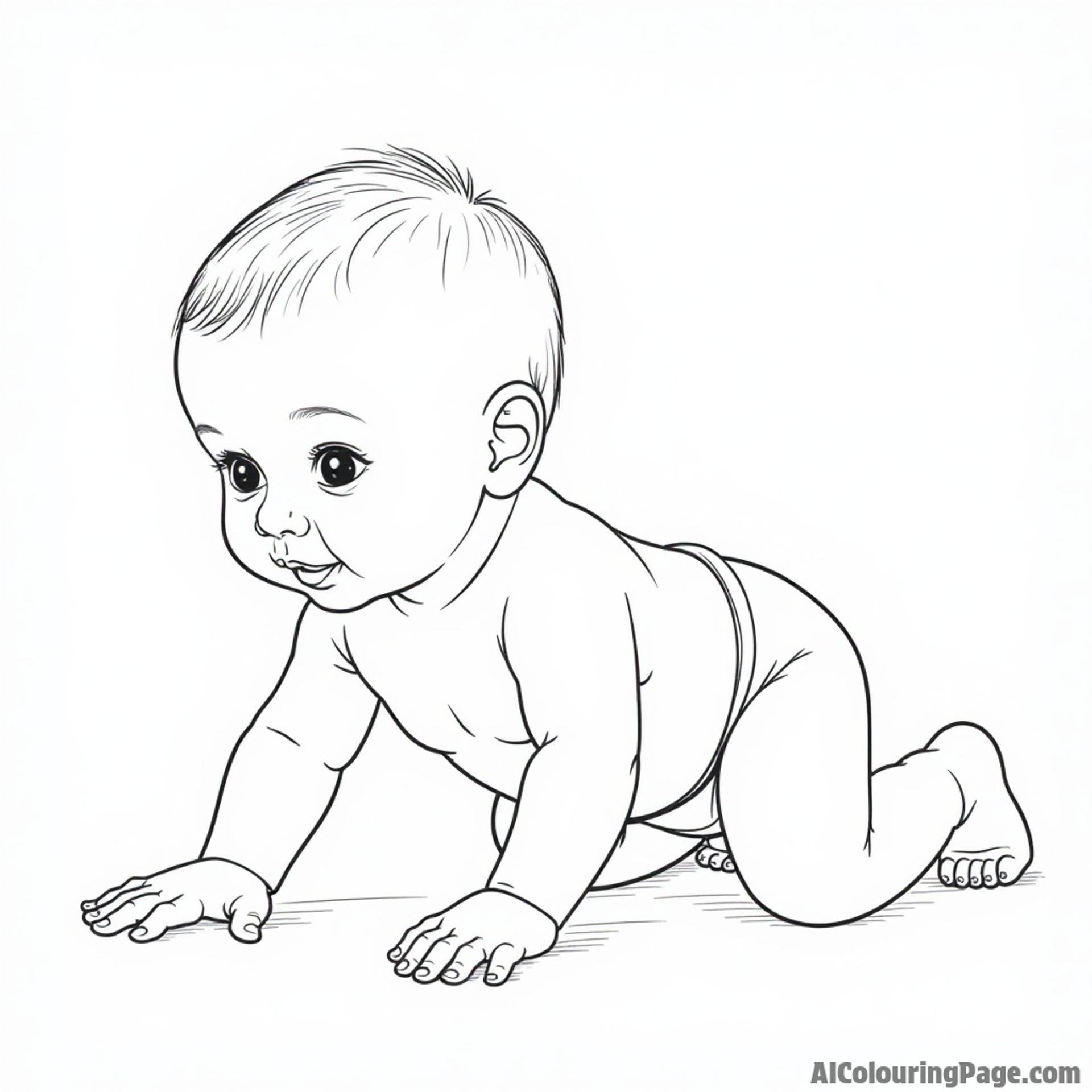 Baby crawling on the floor