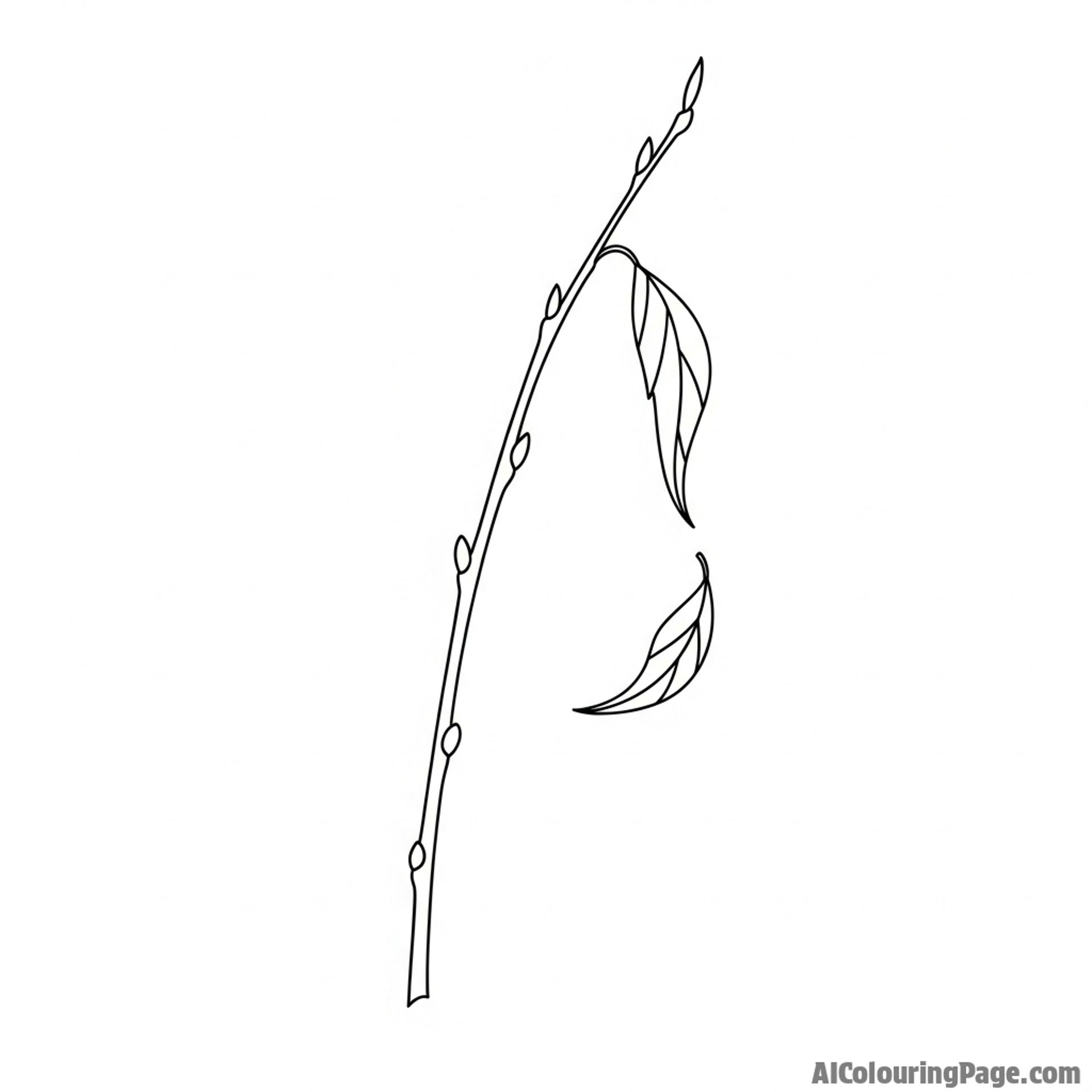 A single leaf falling from a tall, bare tree, captured mid-air.