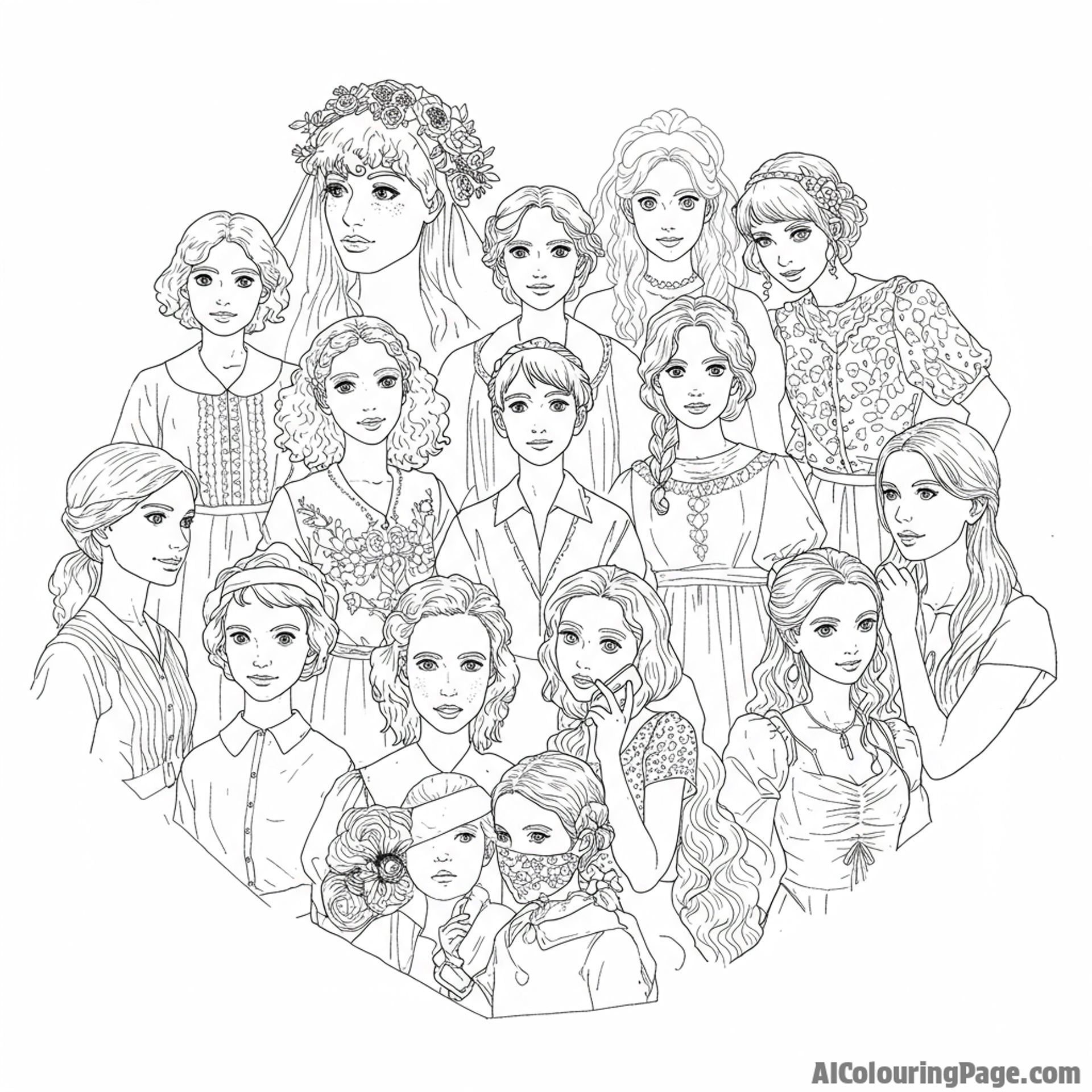 A collage highlighting iconic moments of female friendship across history.