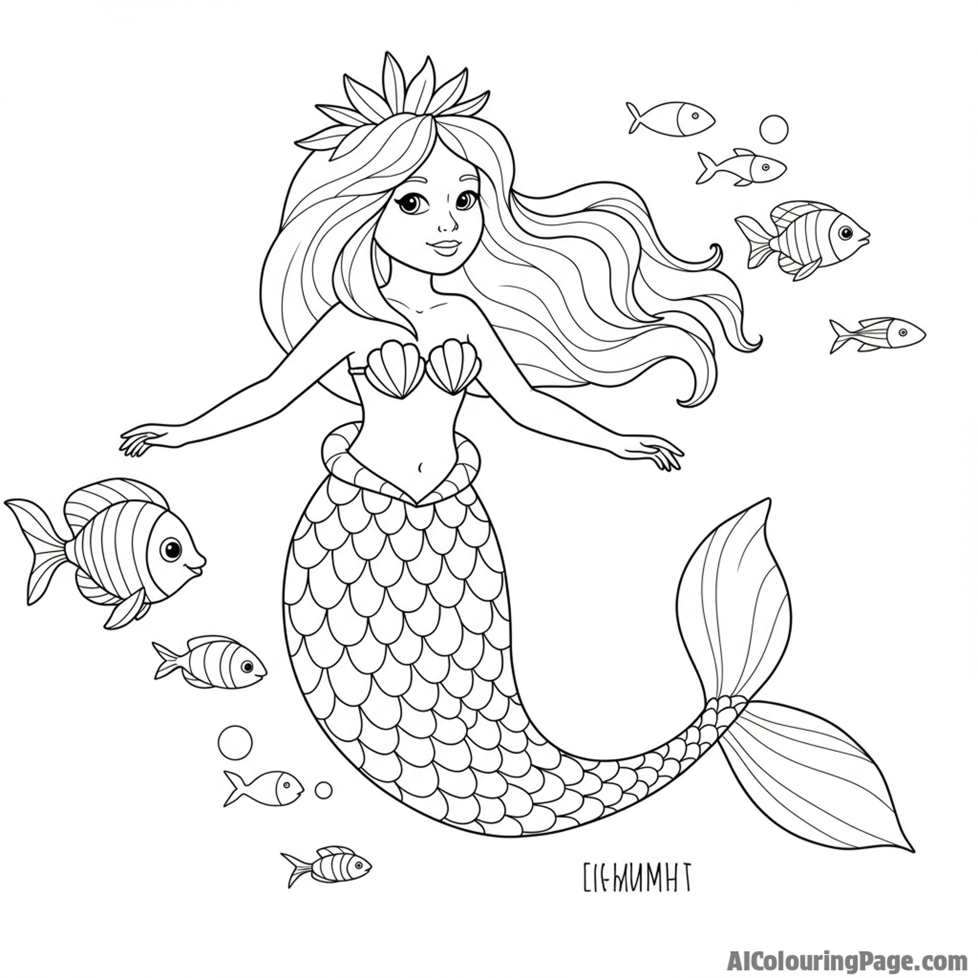 strawberry mermaid, swimming with fish