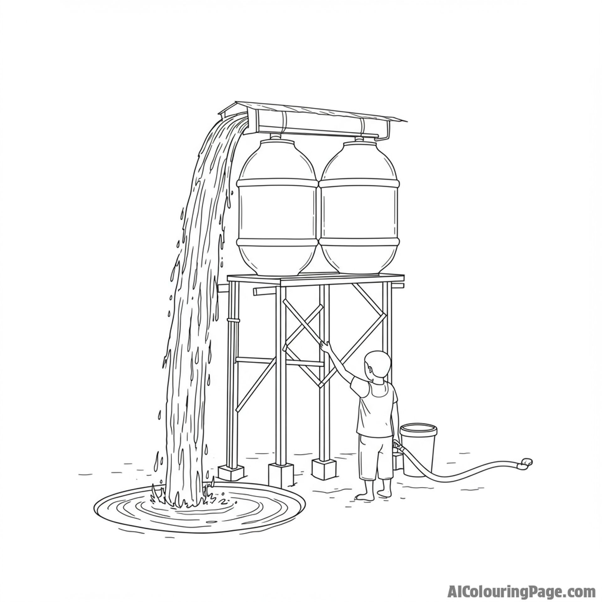 Rainwater harvesting system in a rural community.