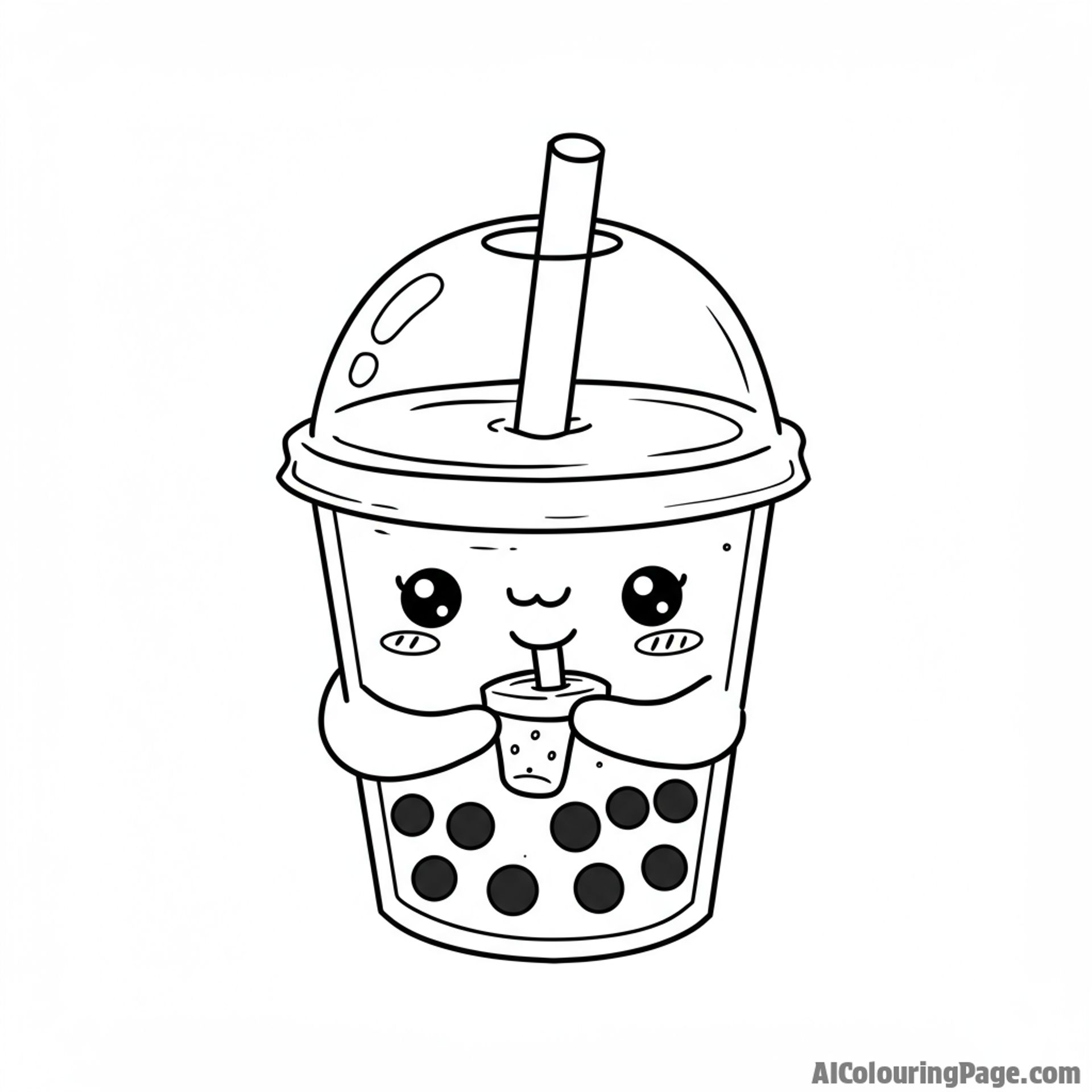 A lovely boba sipping from a tiny straw.