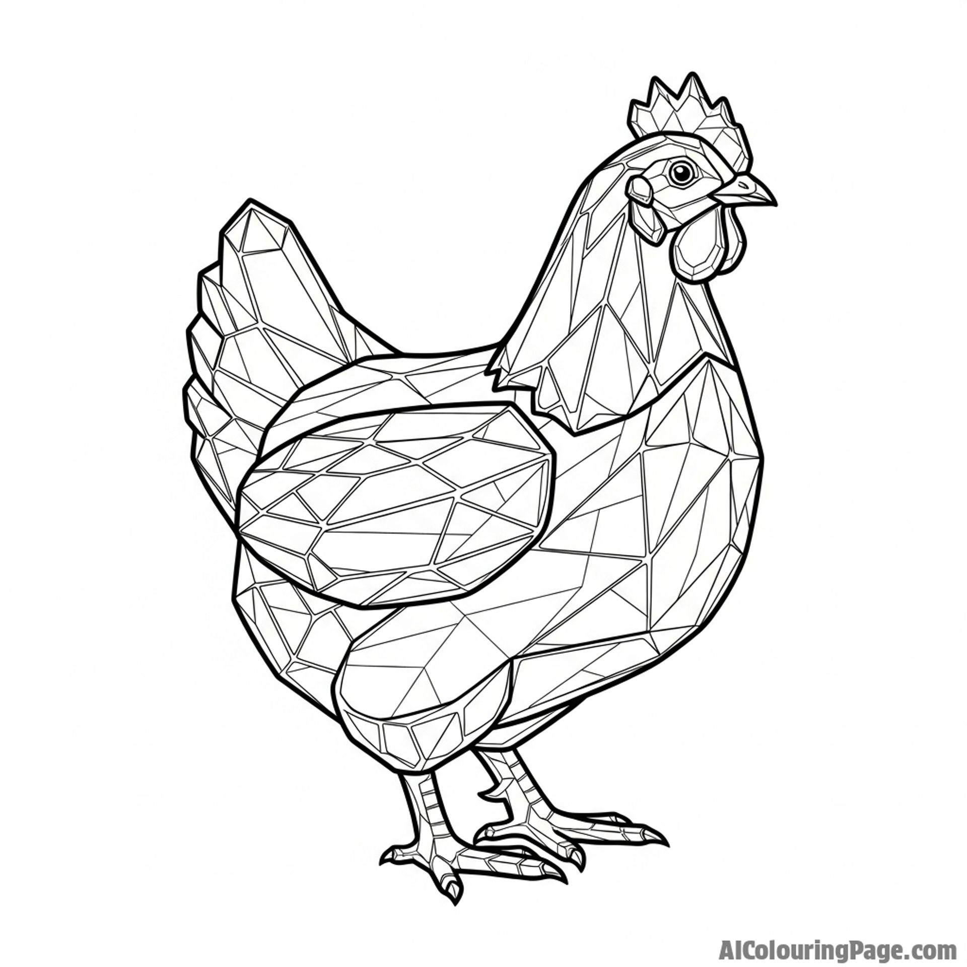 A chicken made of shimmering, transparent crystal.