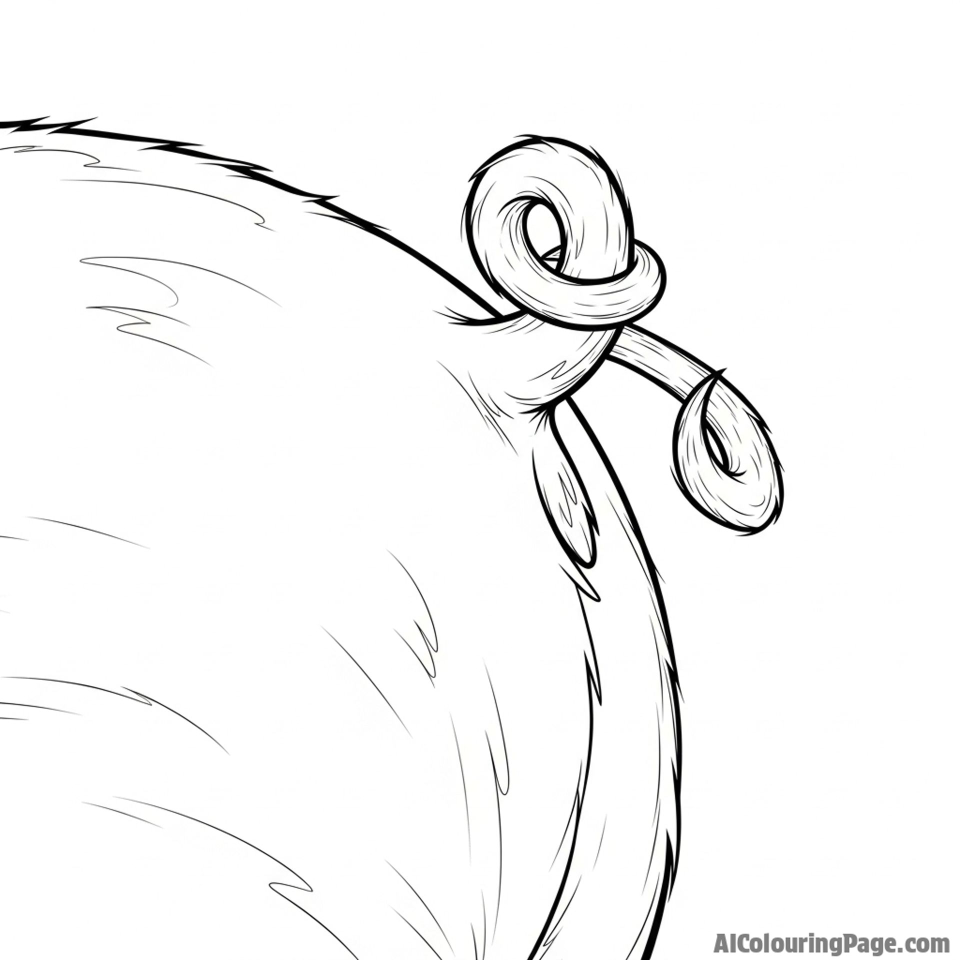 A close-up on the tightly curled tail of a piglet.