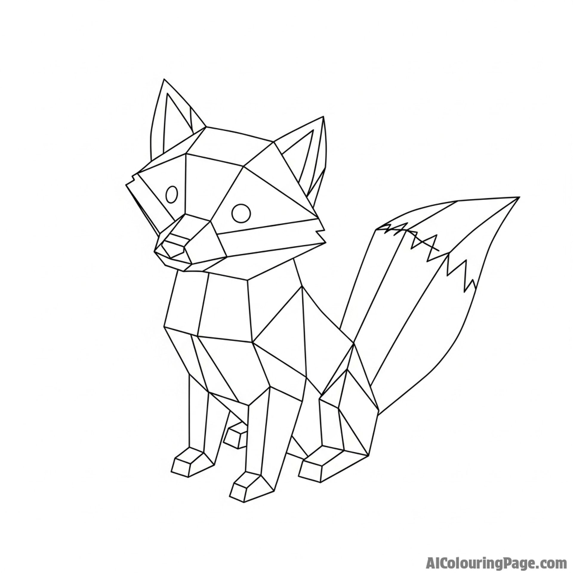 A papercraft sculpture of a fox, made from folded and layered sheets.
