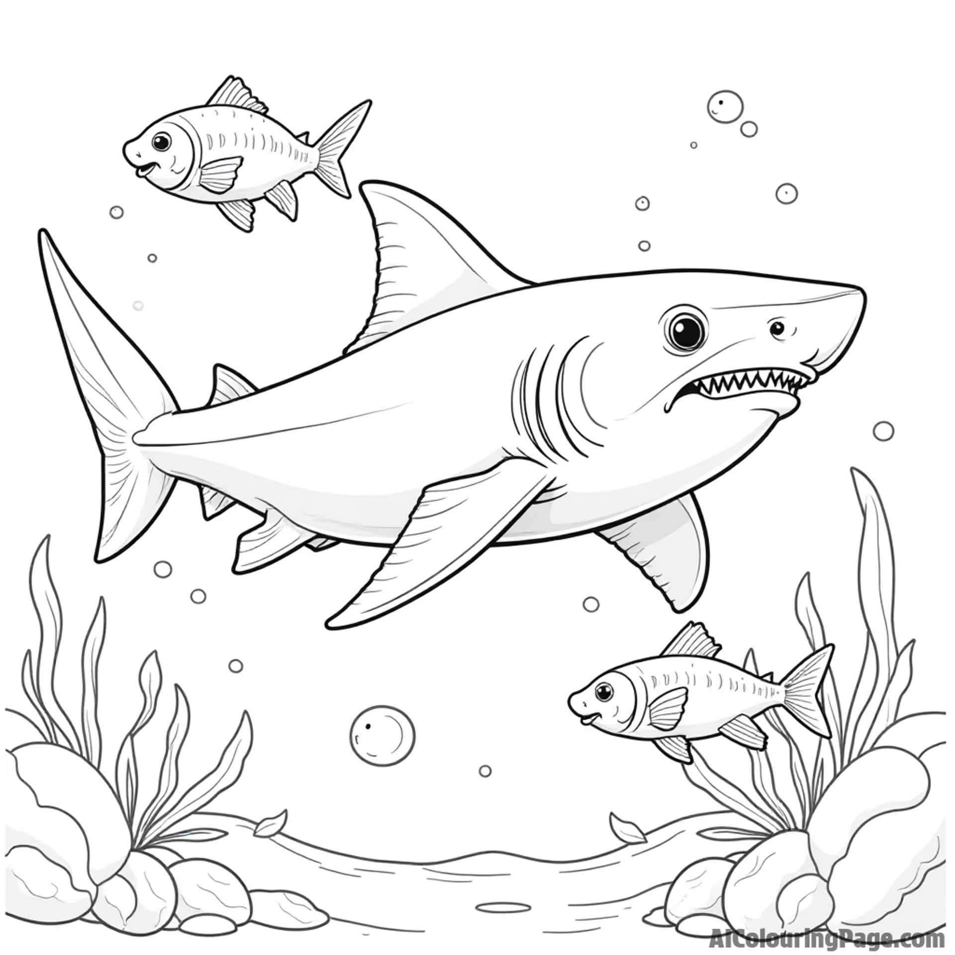 Shark swimming with fish