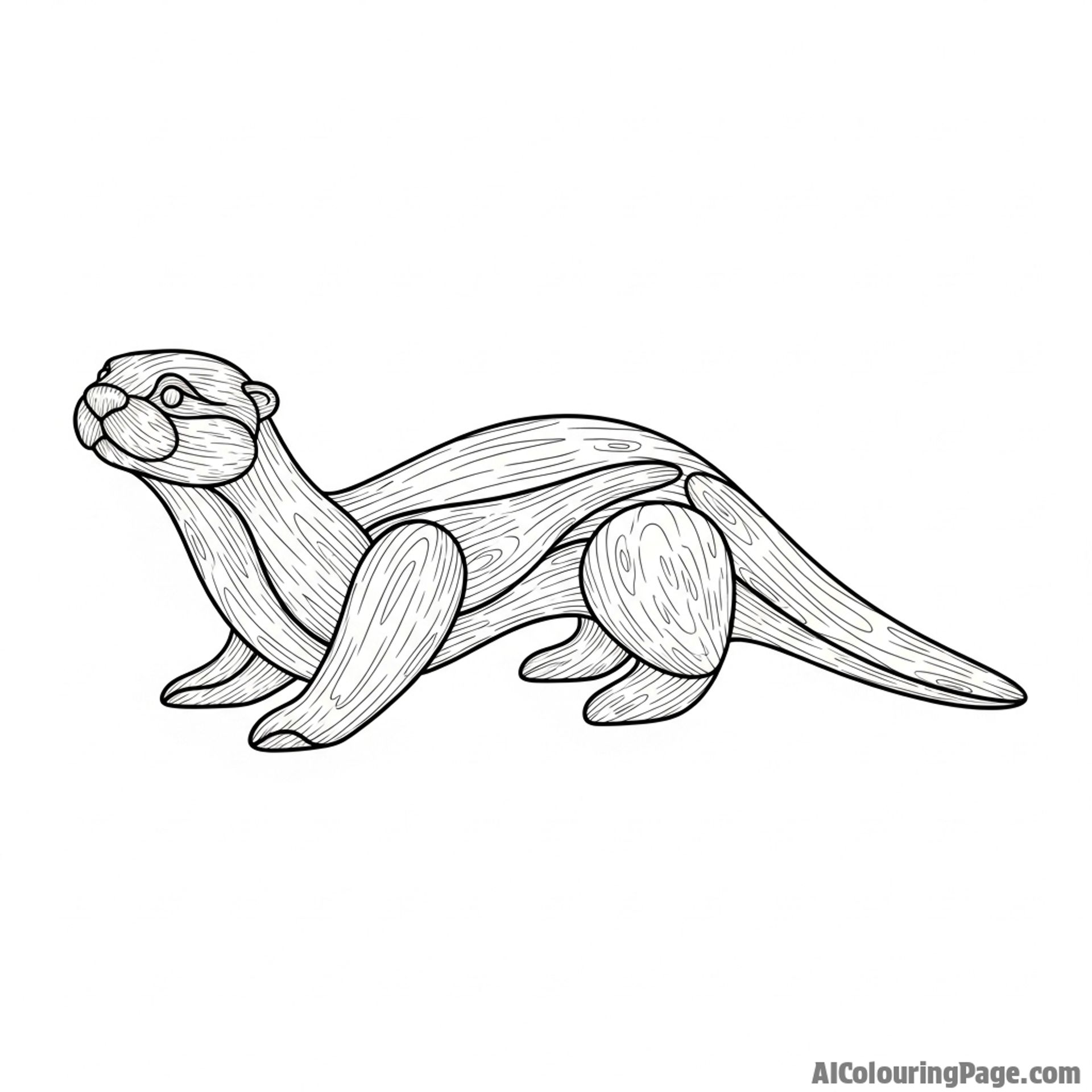 An abstract sculpture of an otter’s form made from polished driftwood.