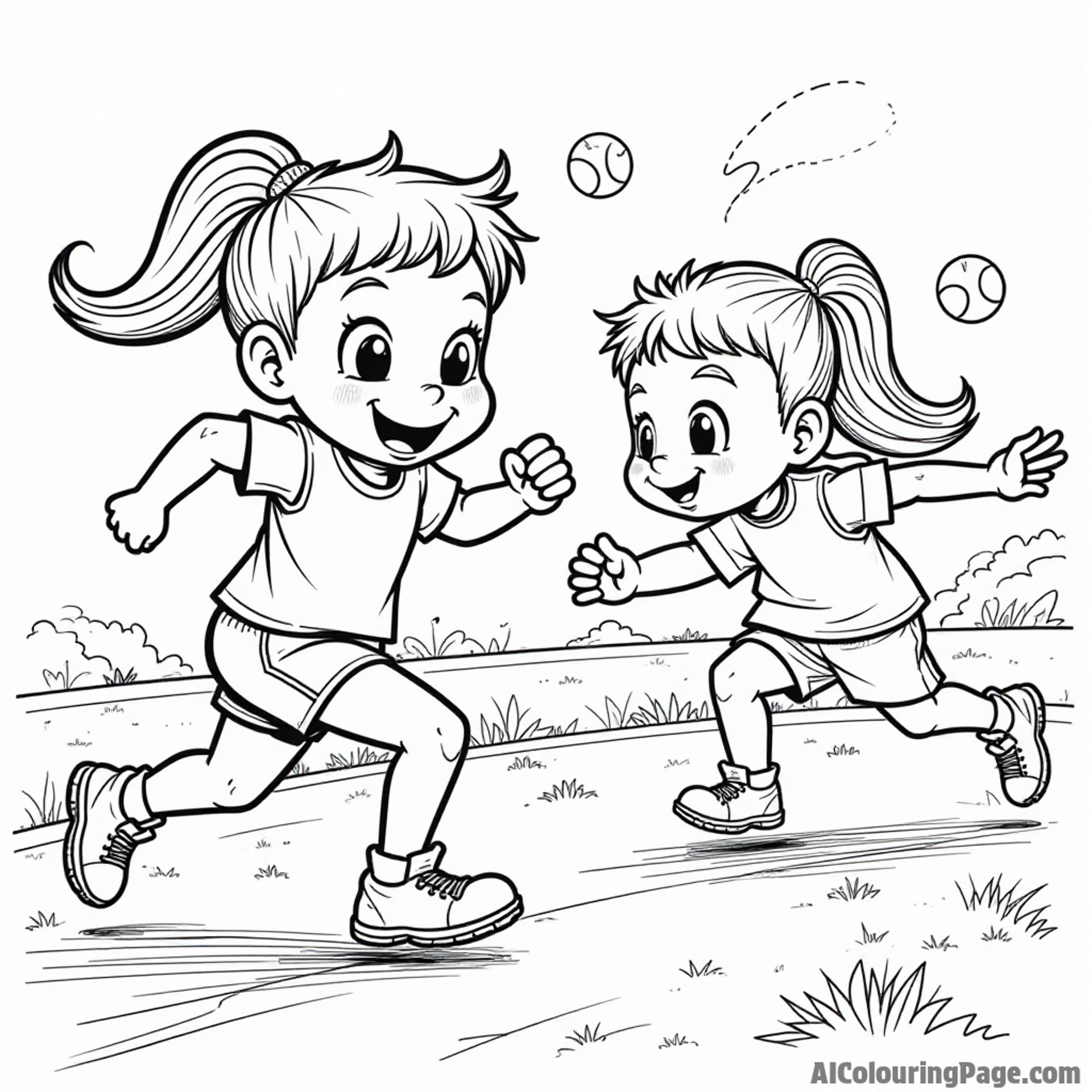 A fun sports day with candy-themed games, such as candy sack races and chocolate relay races for vibrant coloring opportunities.