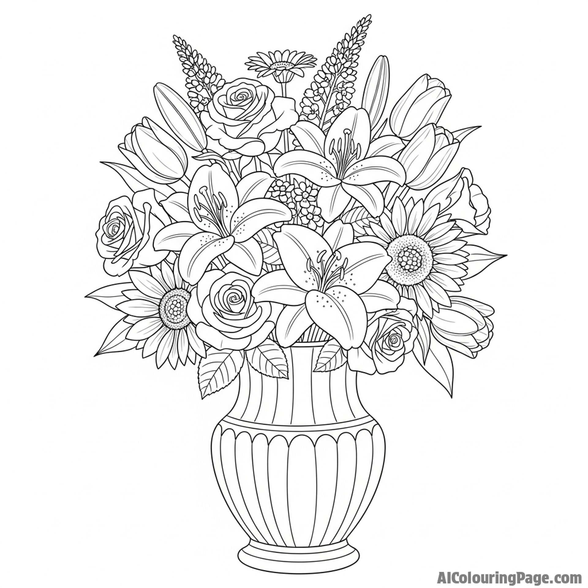 A bouquet of freshly cut flowers in a vintage vase.