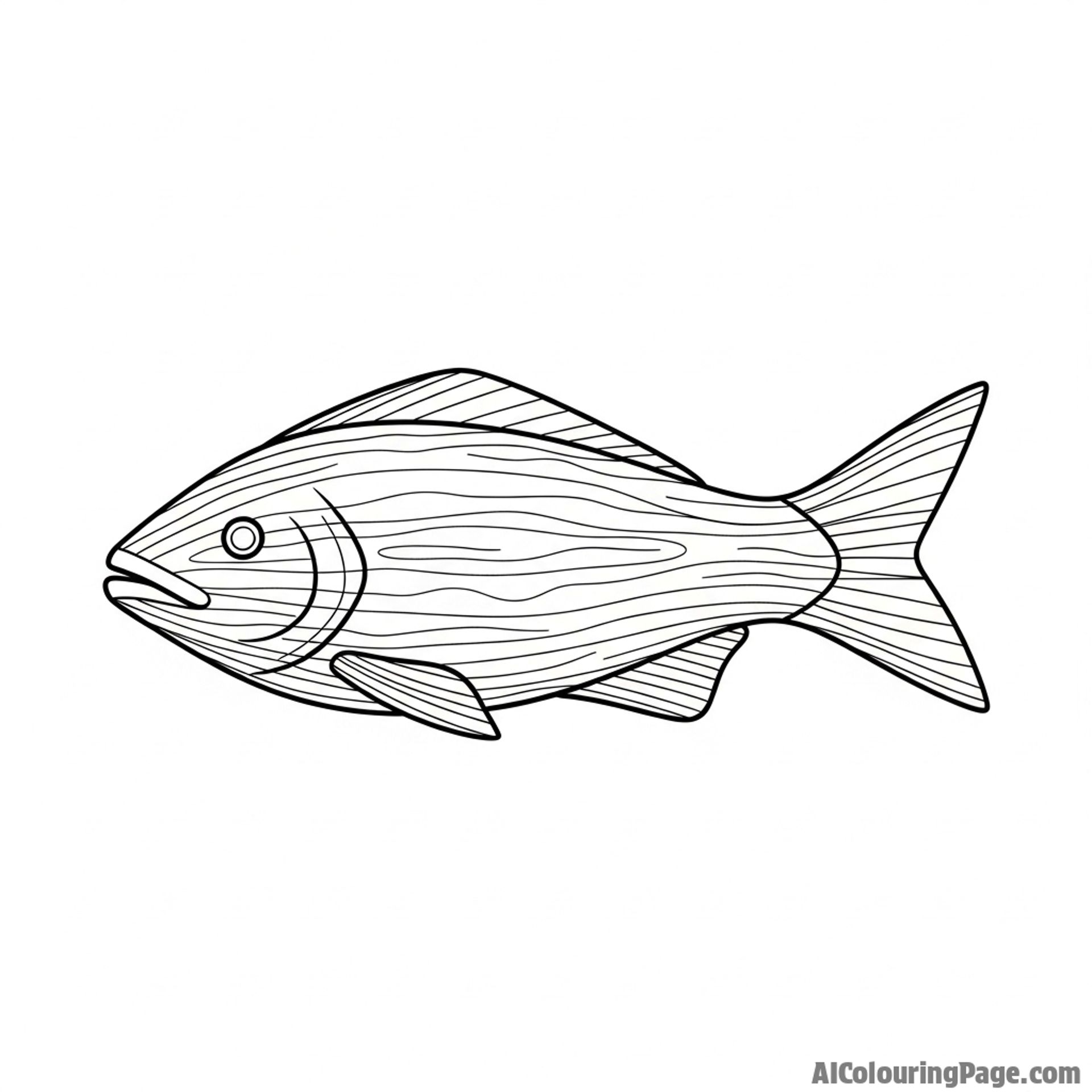 A fish carved from a single piece of polished wood.