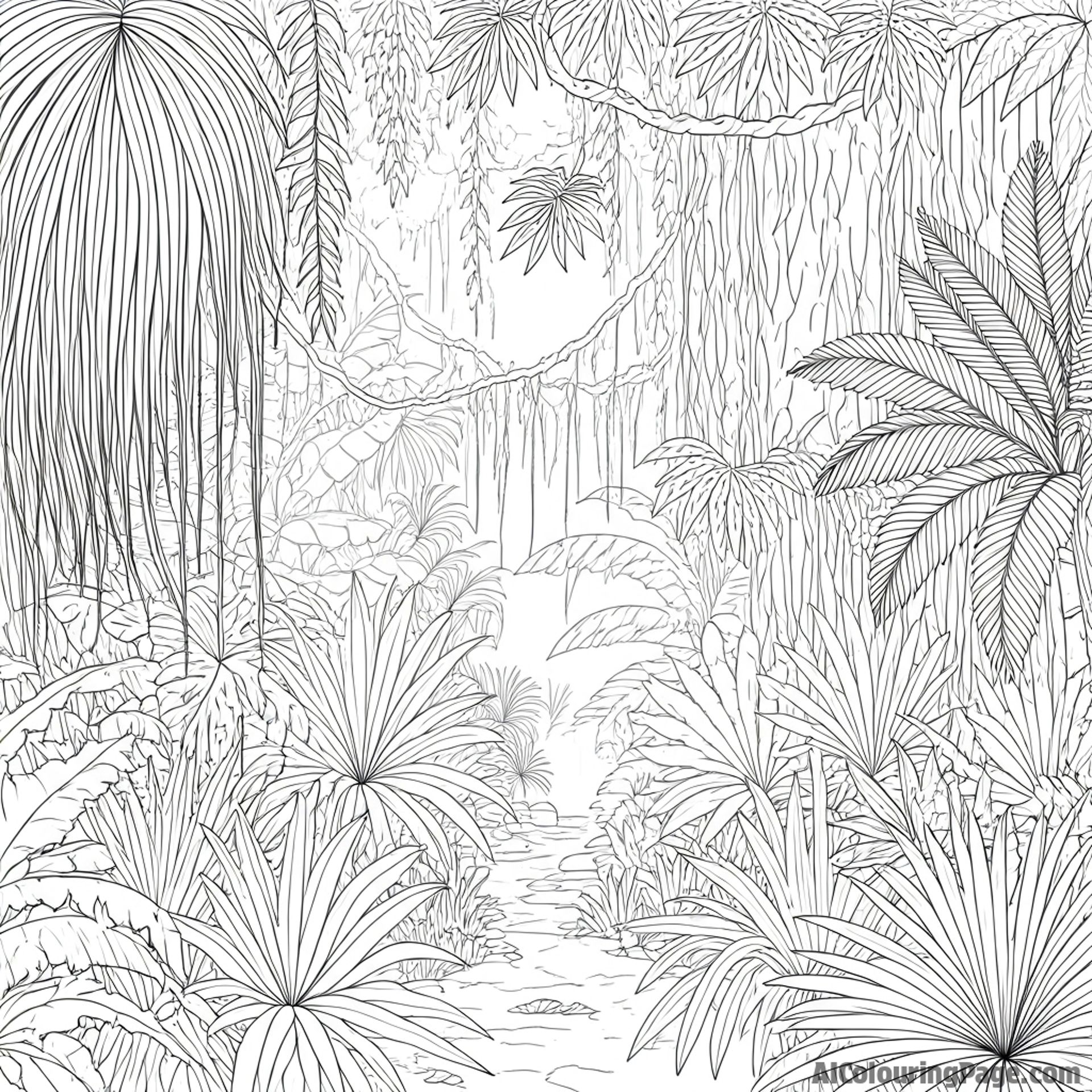 Dense jungle, hanging vines, exotic plants, undiscovered secrets.