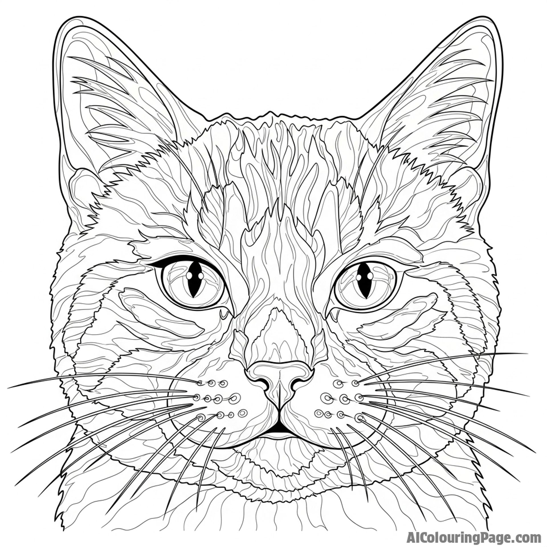 A cat's face rendered in heavy impasto oil paint.