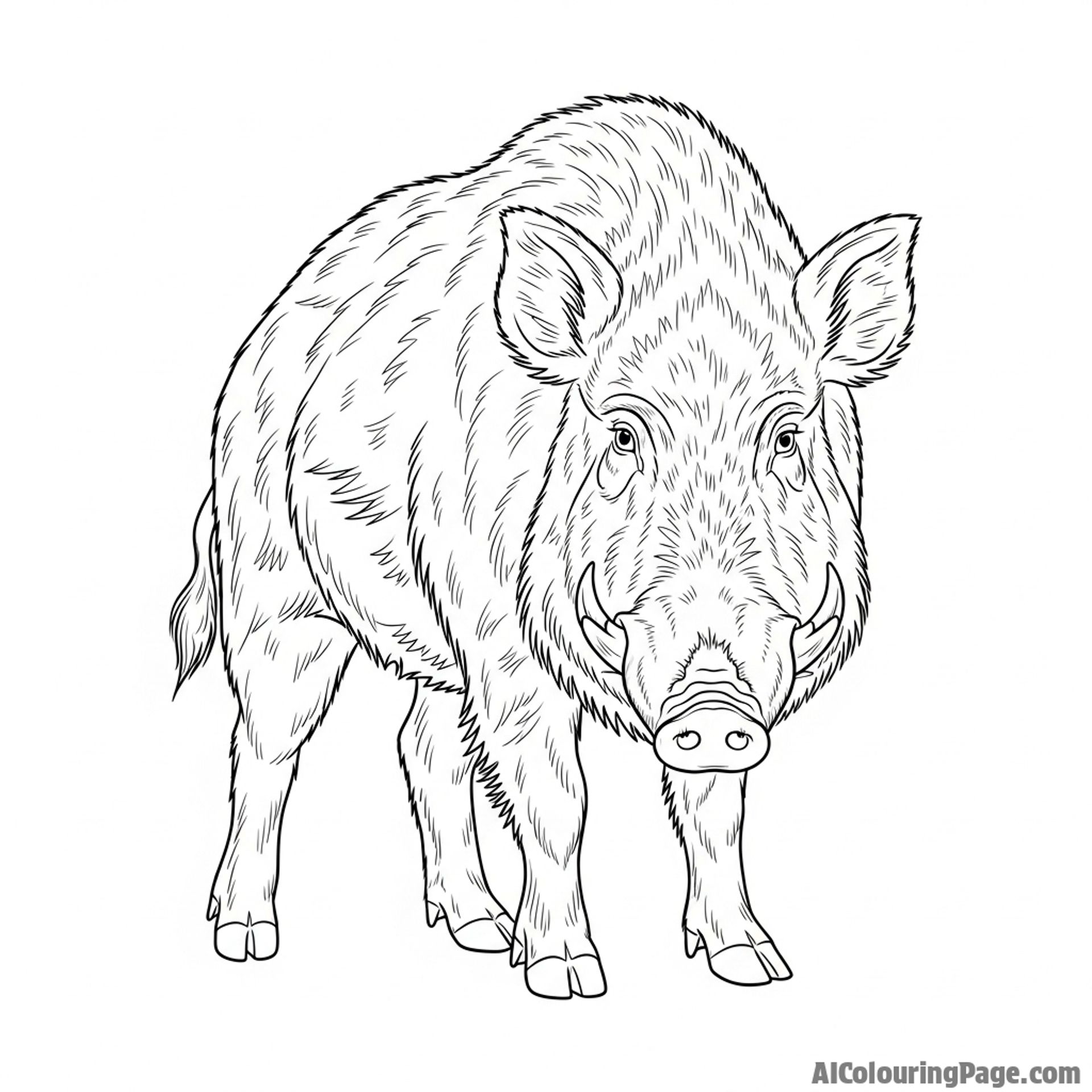 An oil painting of a majestic boar, thick brushstrokes conveying its powerful build.