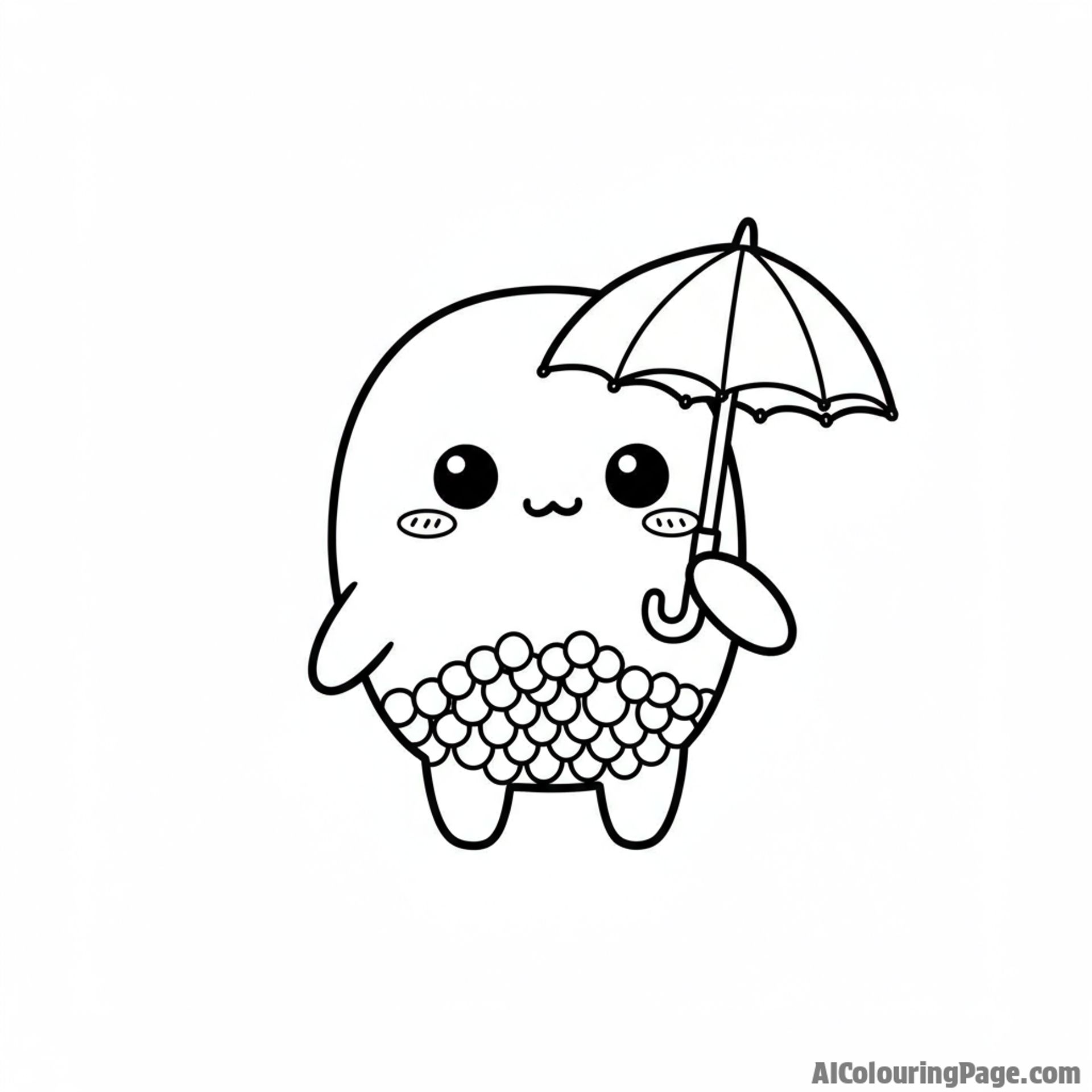 A darling boba figure holding a tiny umbrella.