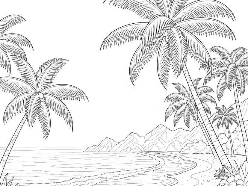 Free Tropical Island  Coloring Pages – free printable coloring page