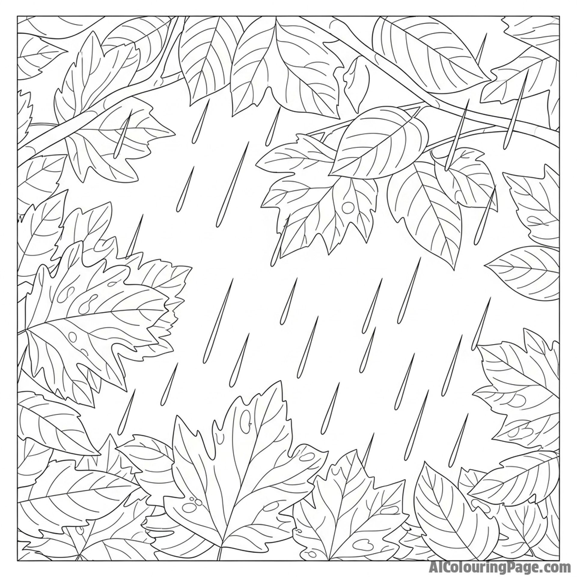 The sound of rain pattering on the leaves, a symphony of nature.