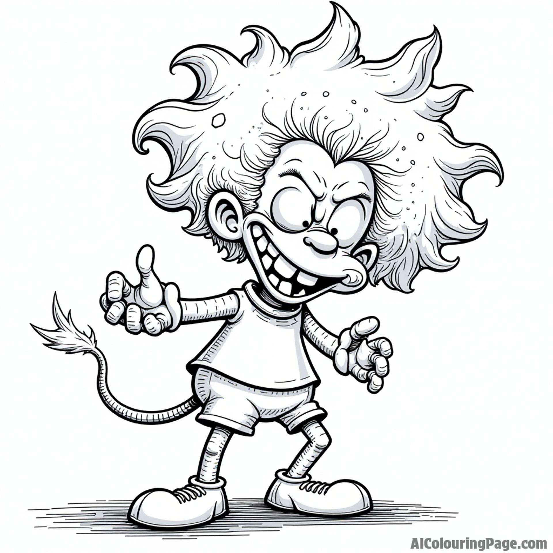 Sideshow Bob plotting his next evil plan with wild hair and a sinister smile in a dark and shadowy setting.