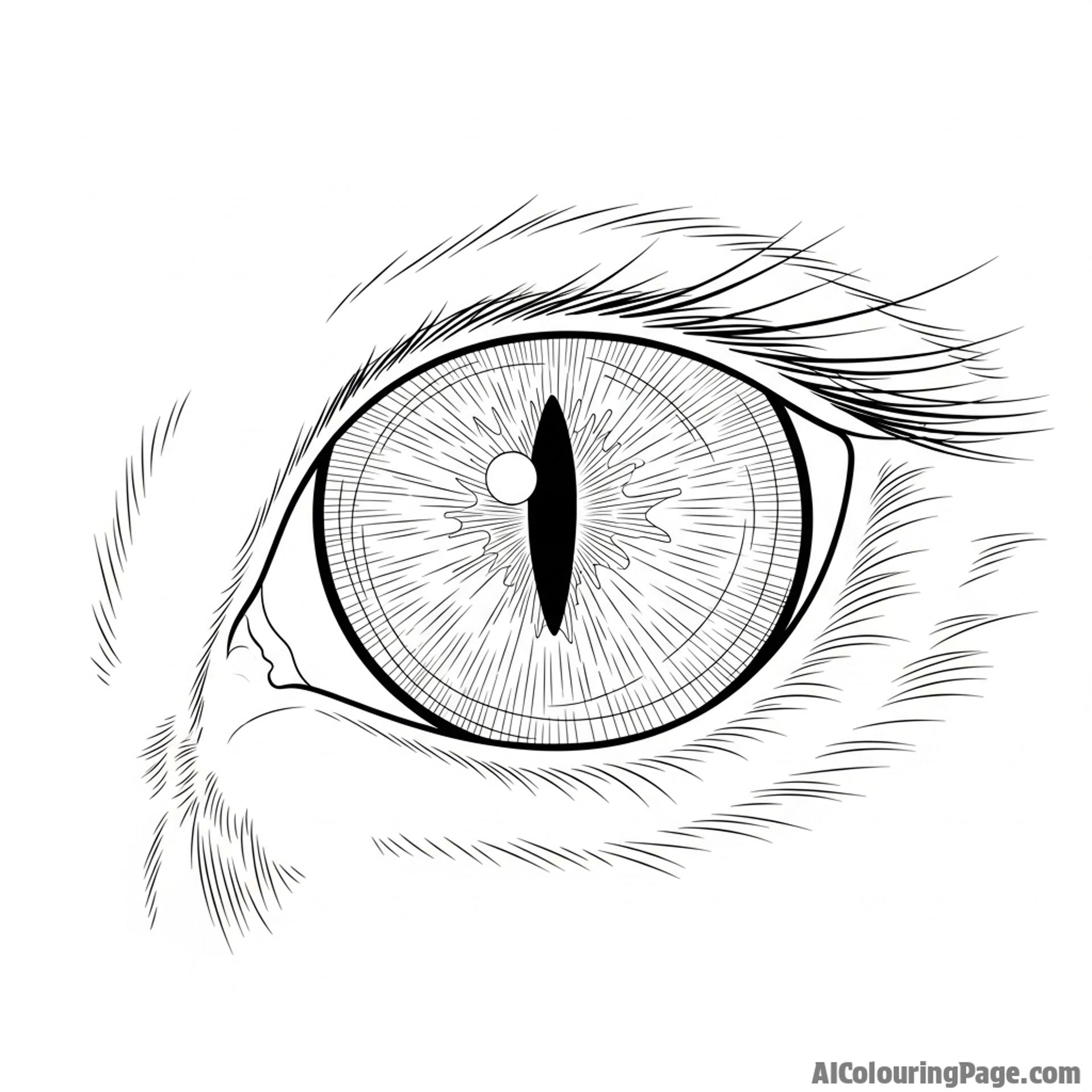 A close-up of a cat's eye, the pupil a narrow slit in bright light