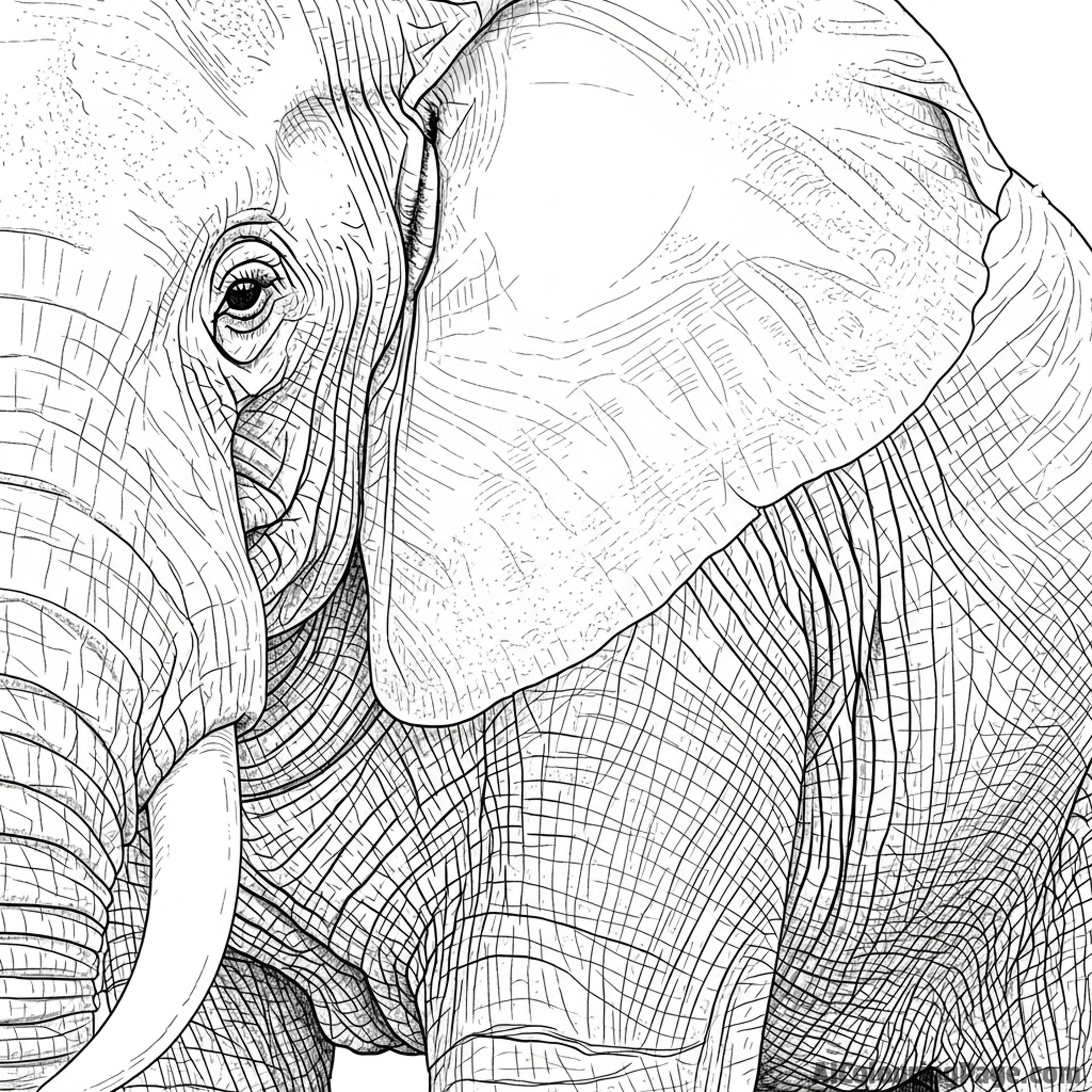 A close-up view of the intricate, textured pattern of an elephant's skin.