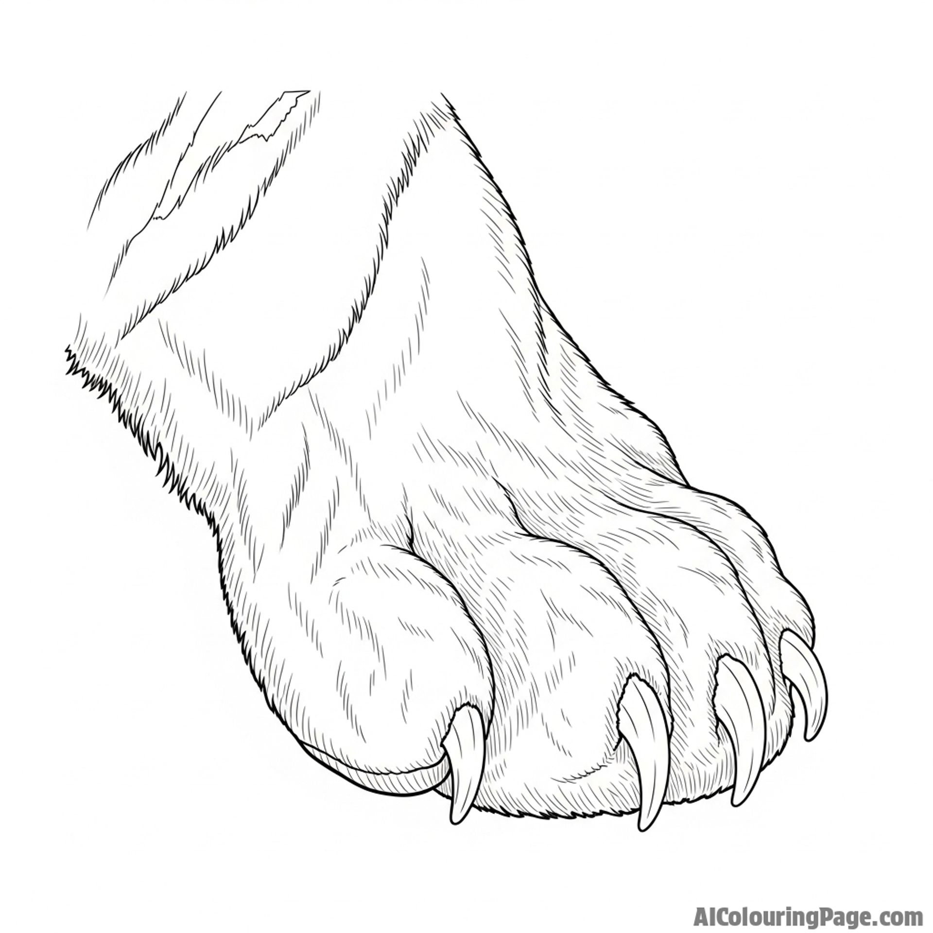 A detailed illustration of a tiger’s paw, showing its texture and retractable claws.