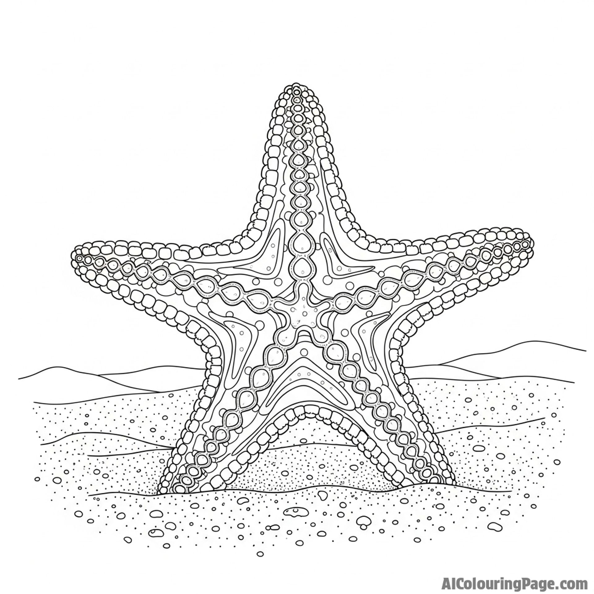 A starfish resting on a sandy seabed.