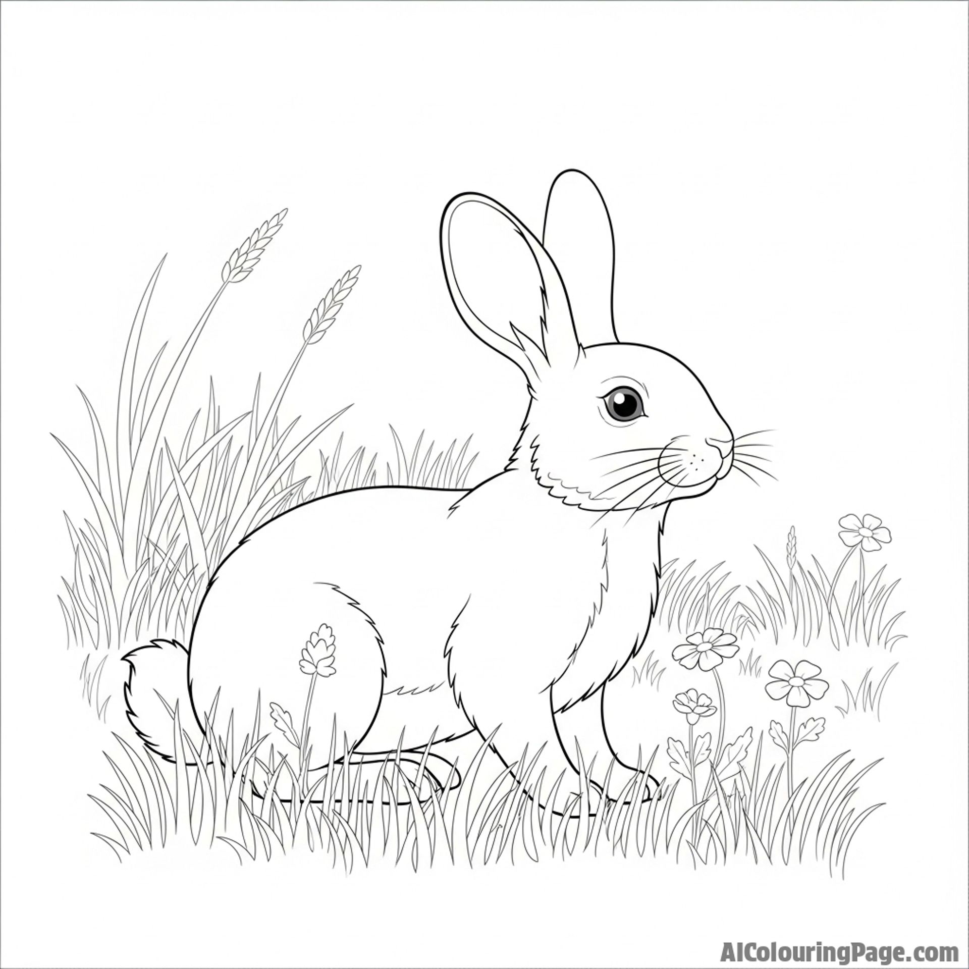 A photographic negative of a rabbit in a field, inverting light and shadow.