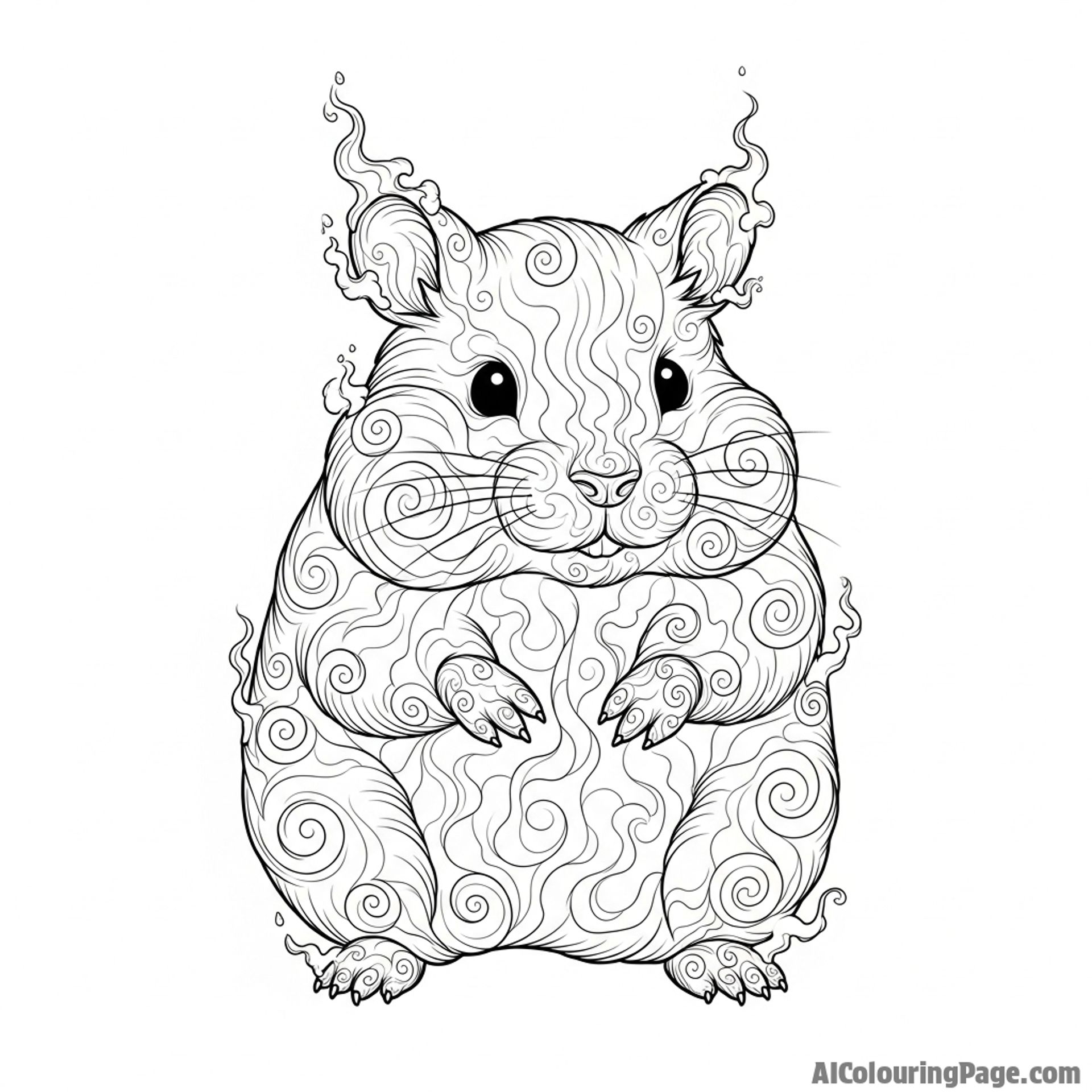 A hamster made entirely of swirling smoke and mist