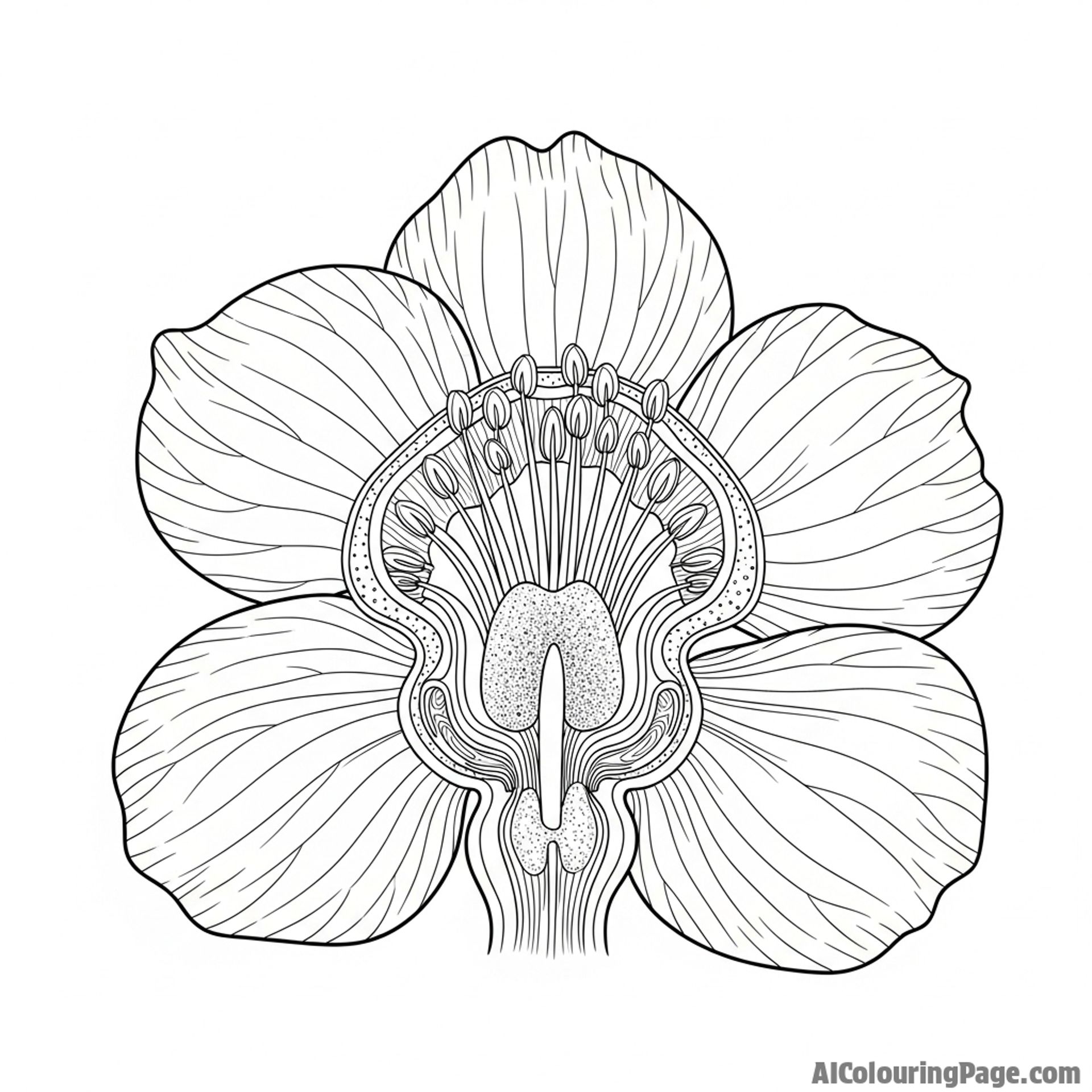 Detailed cross-section of a flower, revealing its anatomy.