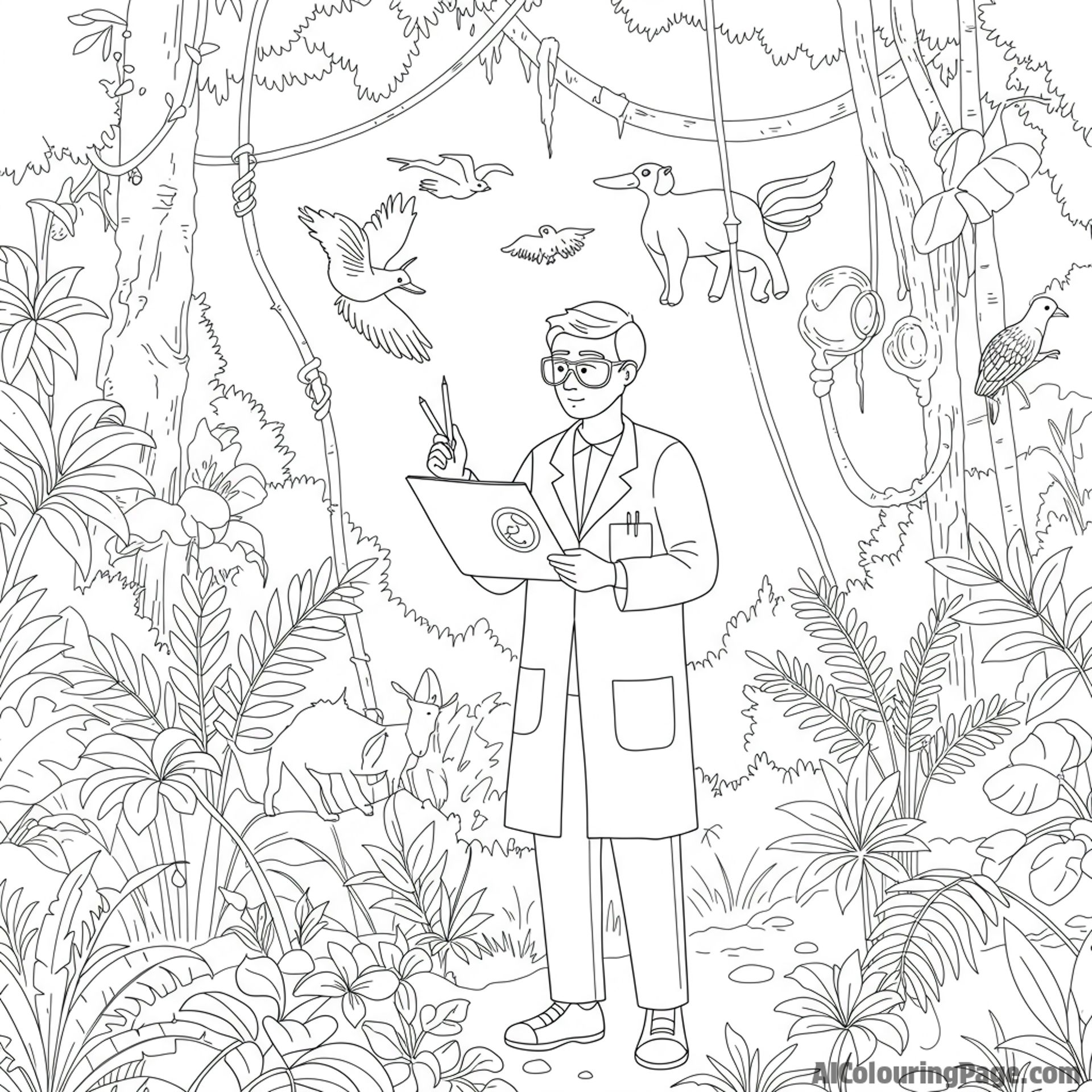 A scientist studying biodiversity in the rainforest.