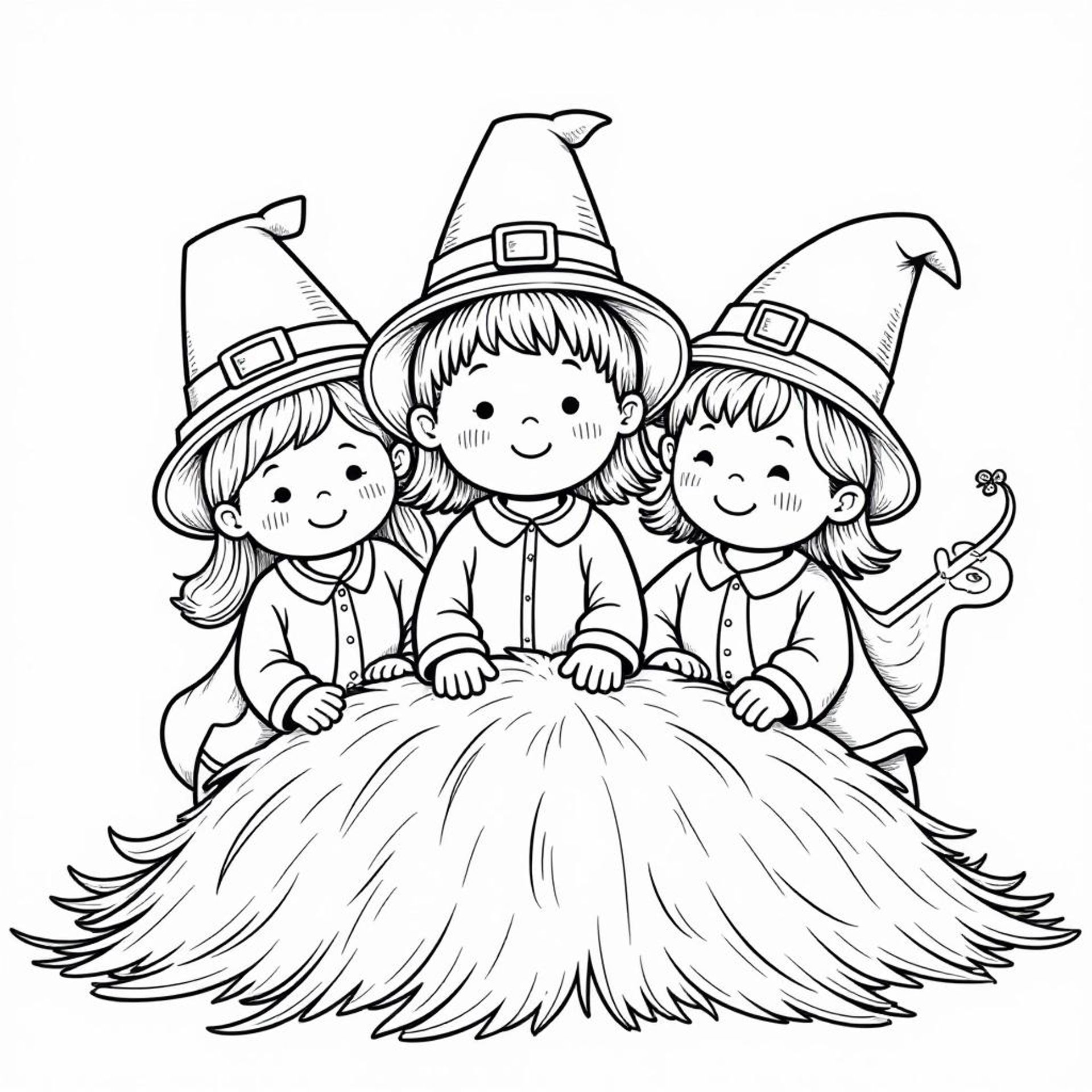 Kids wearing Pilgrim Hats Coloring