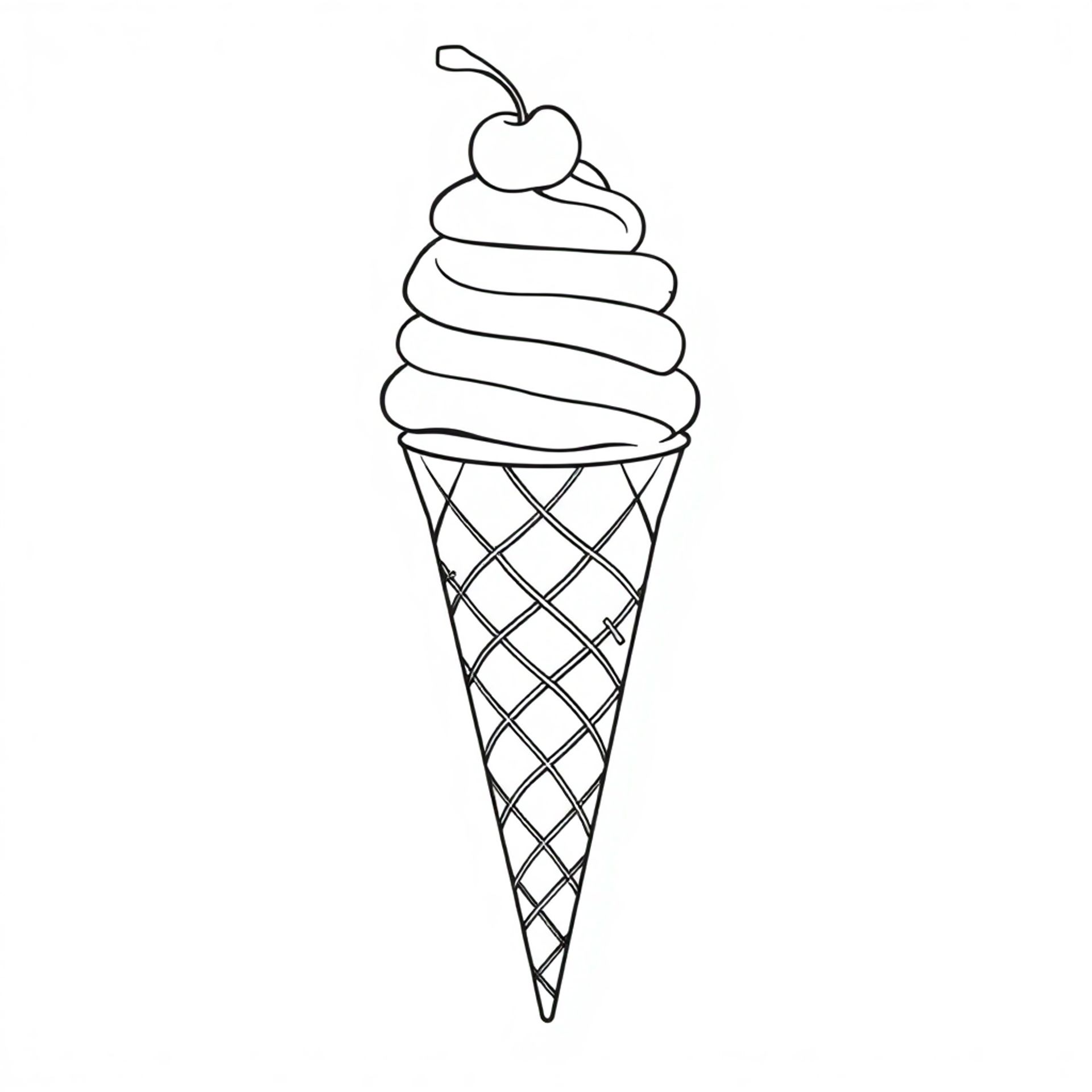 A tall ice cream cone with a cherry on top