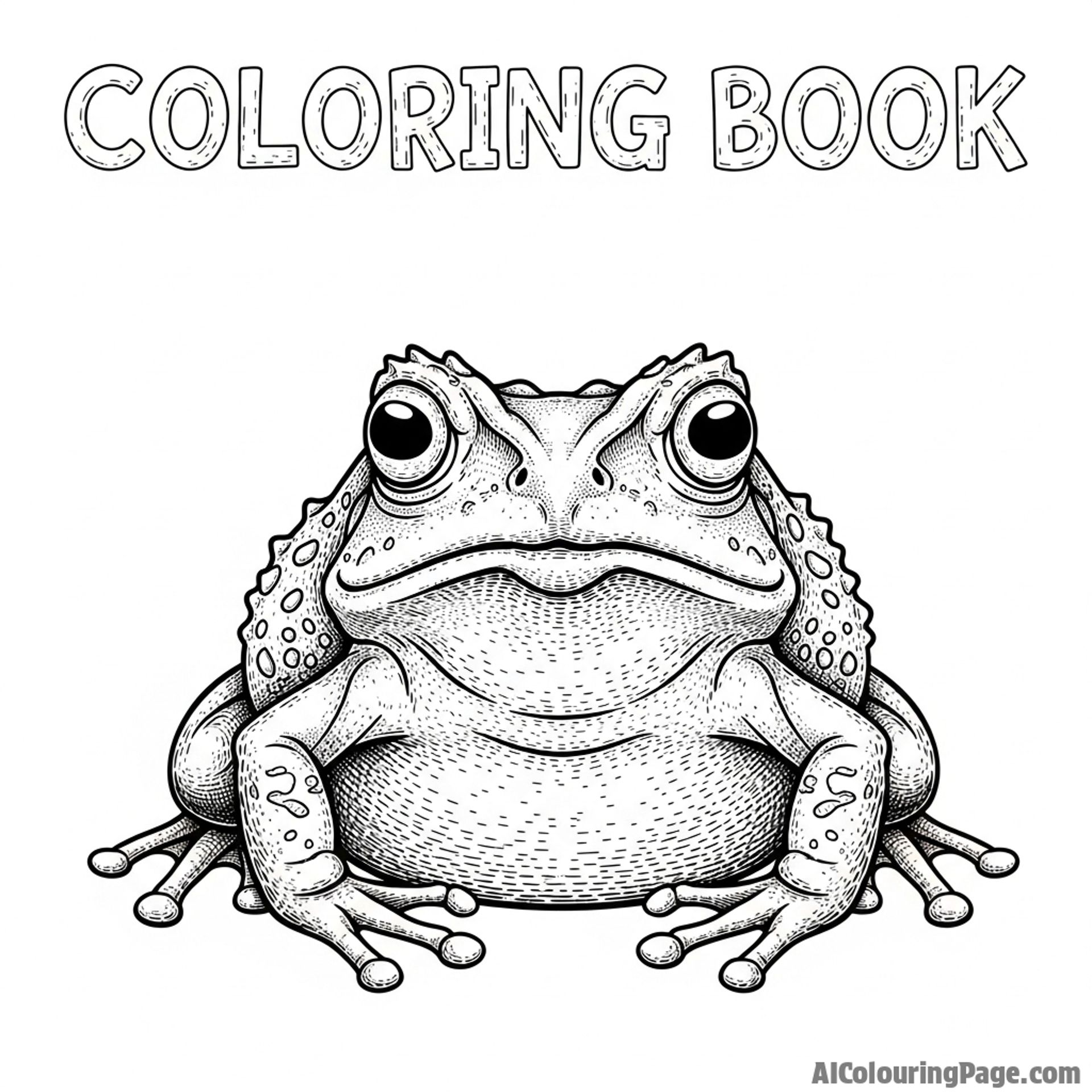 A detailed engraving of a desert rain frog, looking grumpy.