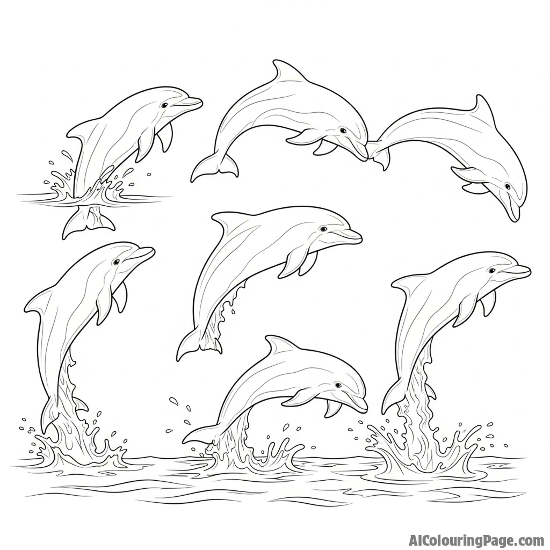 A time-lapse photograph showing the entire graceful arc of a dolphin’s jump from start to finish.