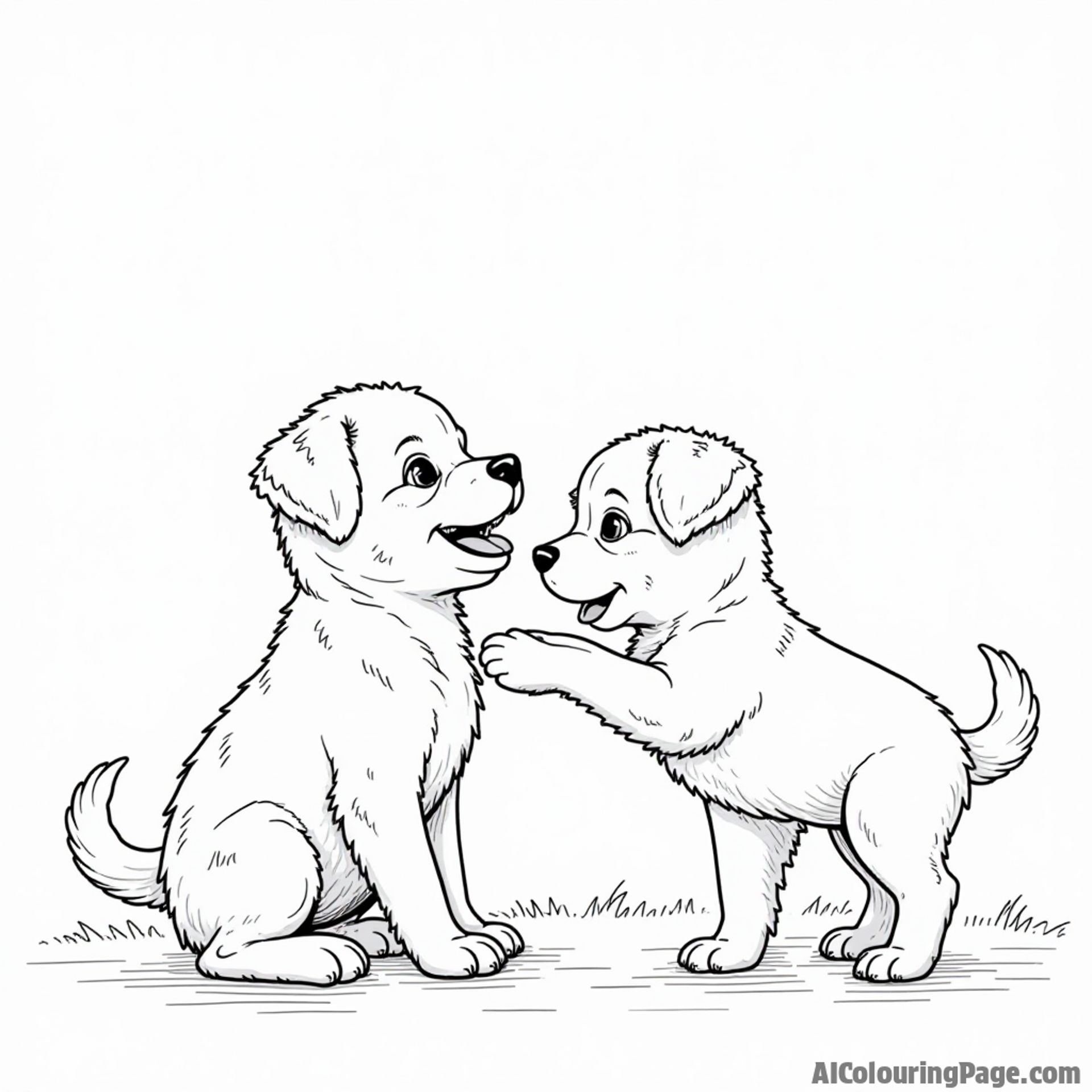 Coloring page: Puppy learning tricks, obedience training, reward in sight.