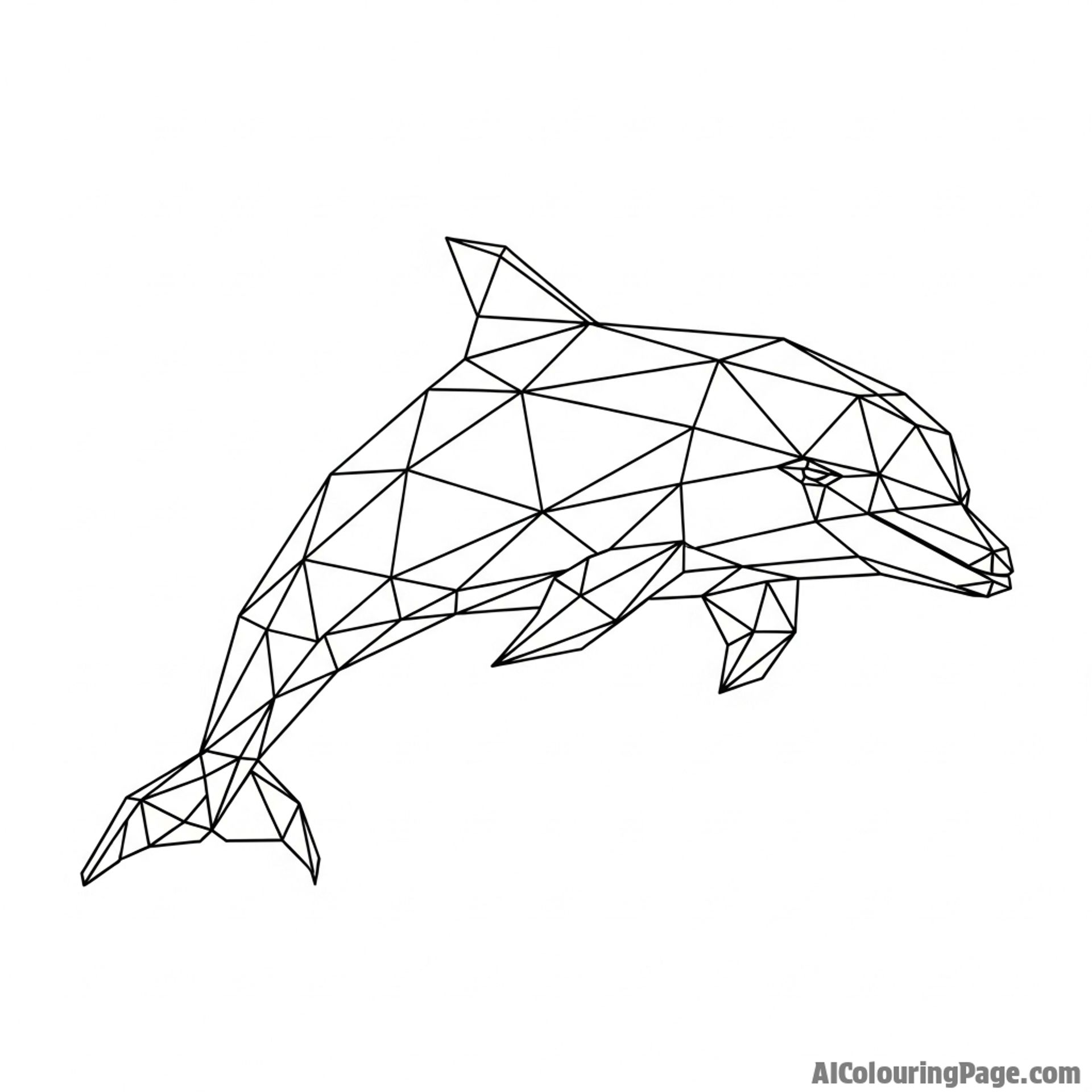A geometric, low-poly rendering of a dolphin, emphasizing its angular form.