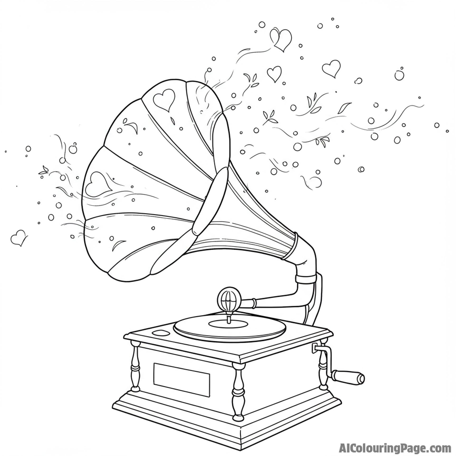 A gramophone playing a love song, dust motes dancing in the air.