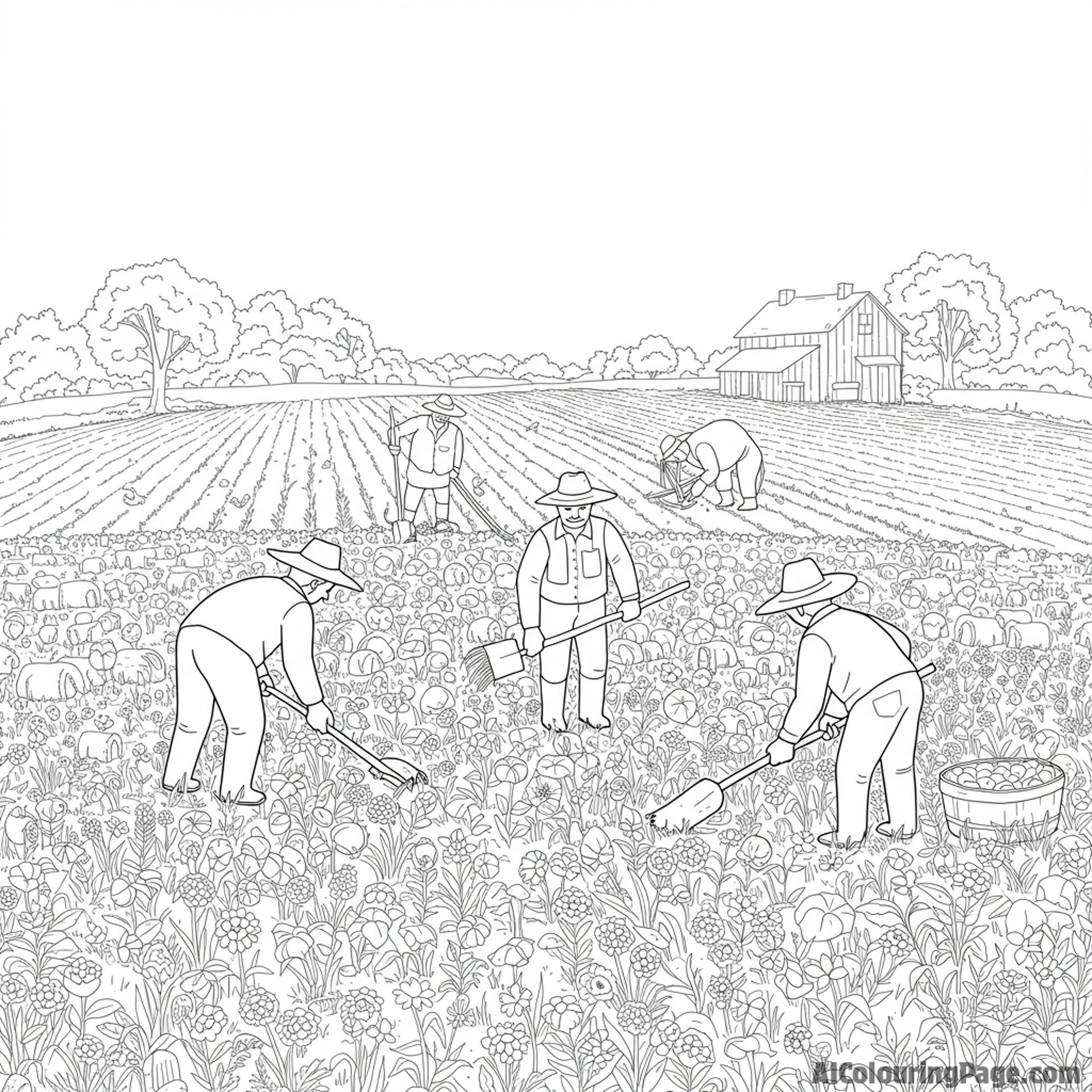 Farmers tending to their fields, preparing for a bountiful harvest.