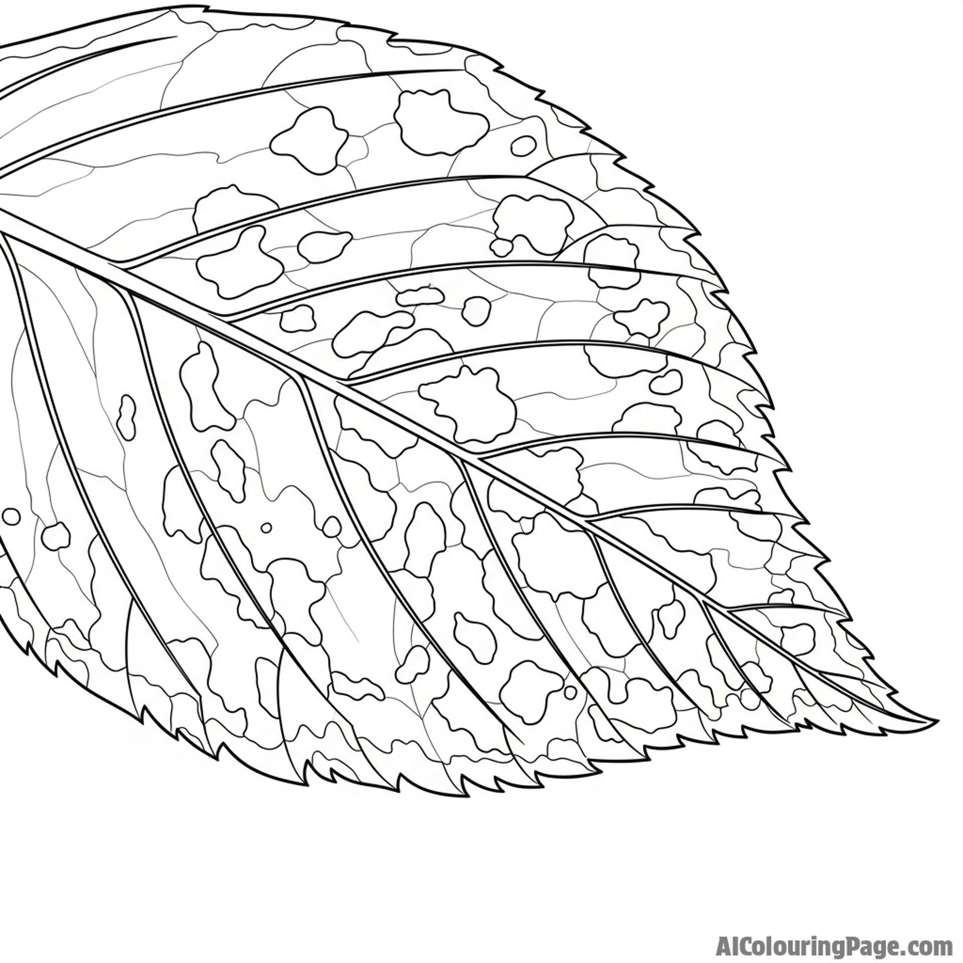 Close-up of the edge of a leaf showing damage and decay.