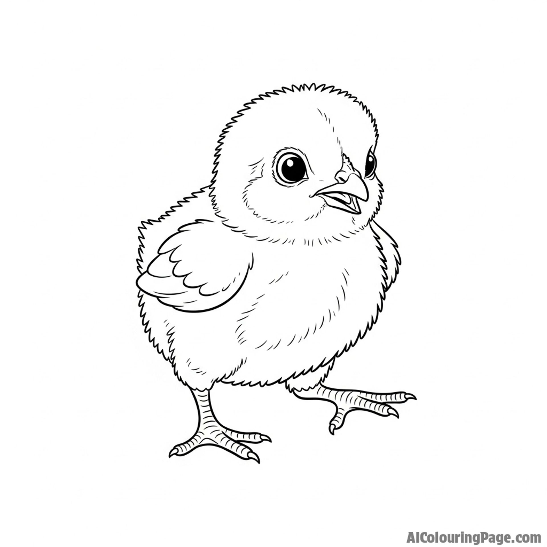 A tiny chick, still fluffy, taking its first steps.