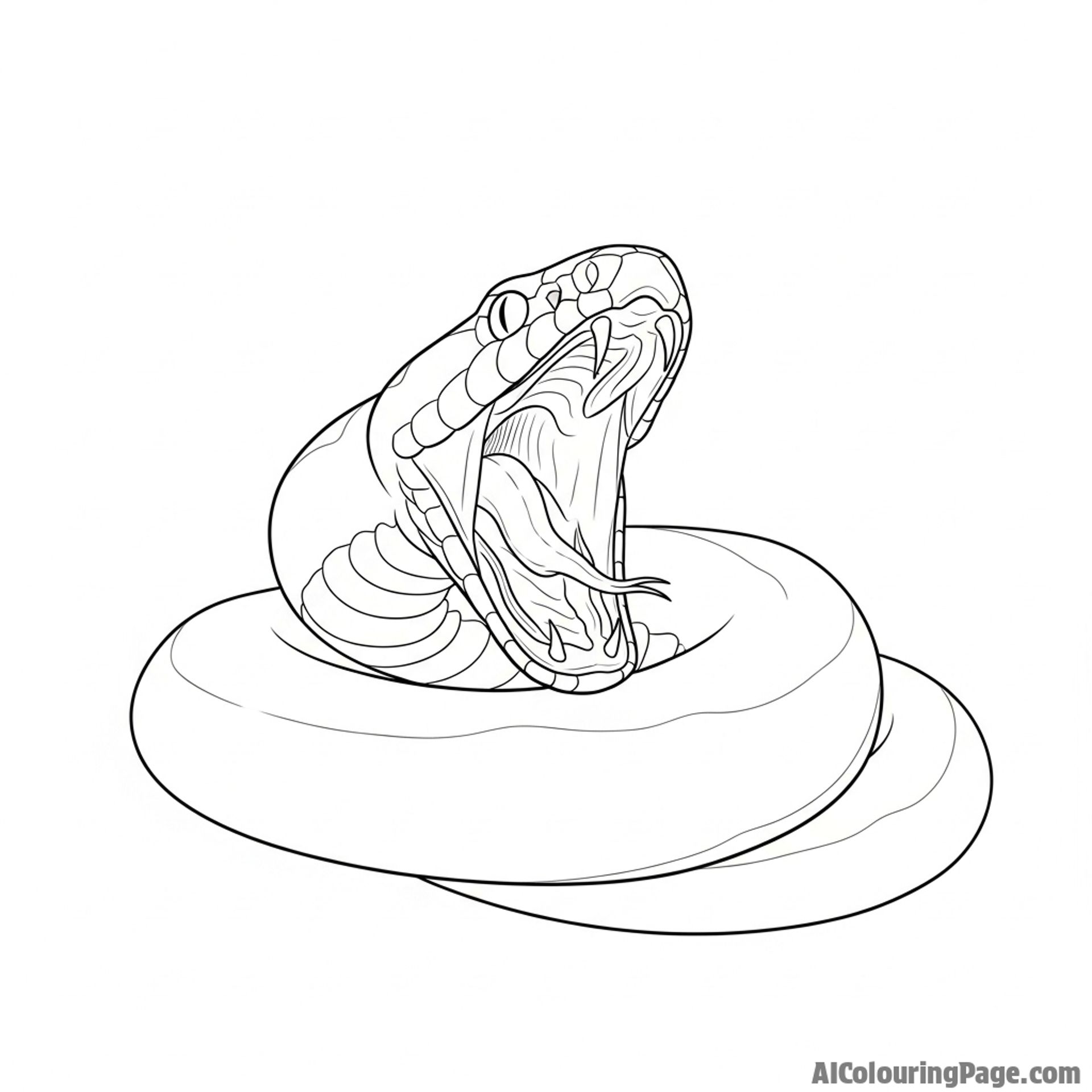 A snake yawning, its mouth opened impossibly wide, showcasing the interior structure.